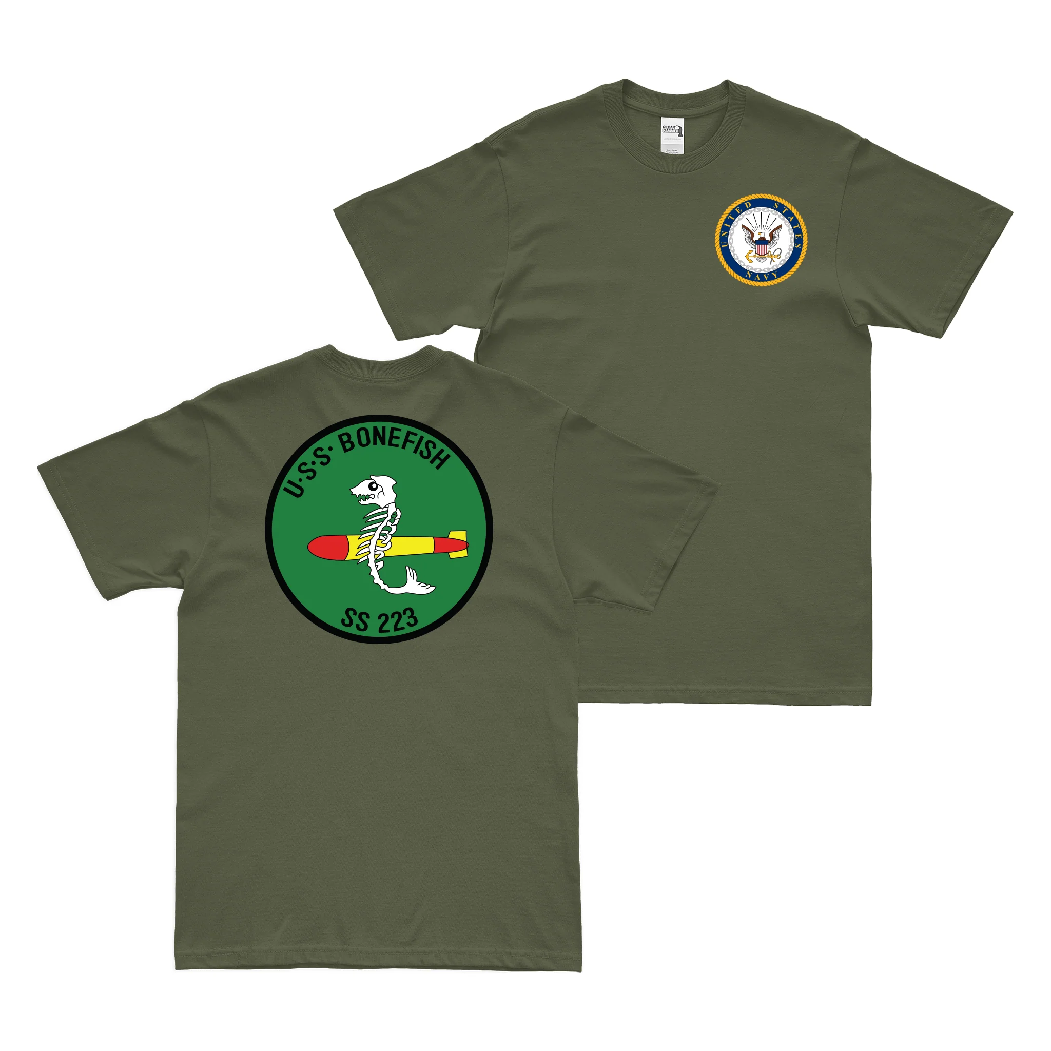 Double-Sided USS Bonefish (SS-223) T-Shirt - Image 2