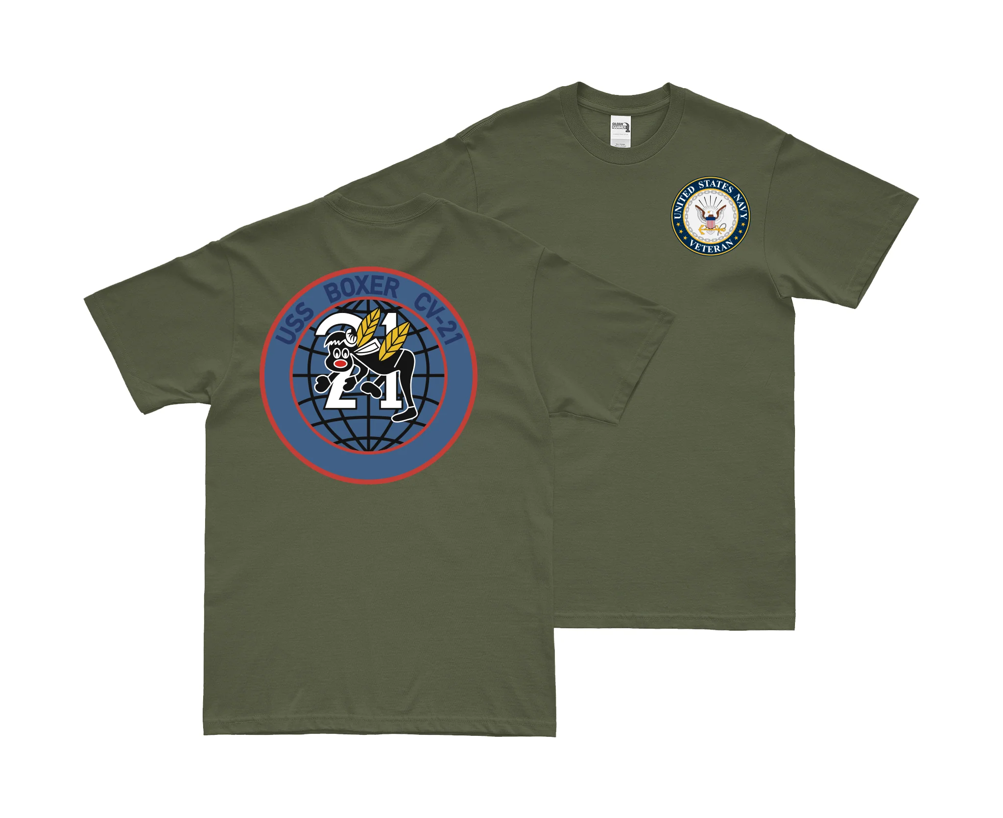 Double-Sided USS Boxer (CV-21) Veteran T-Shirt - Image 2