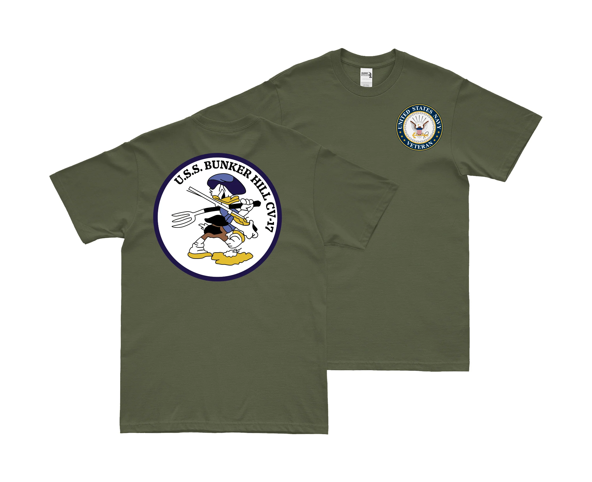 Double-Sided USS Bunker Hill (CV-17) Veteran T-Shirt - Image 2