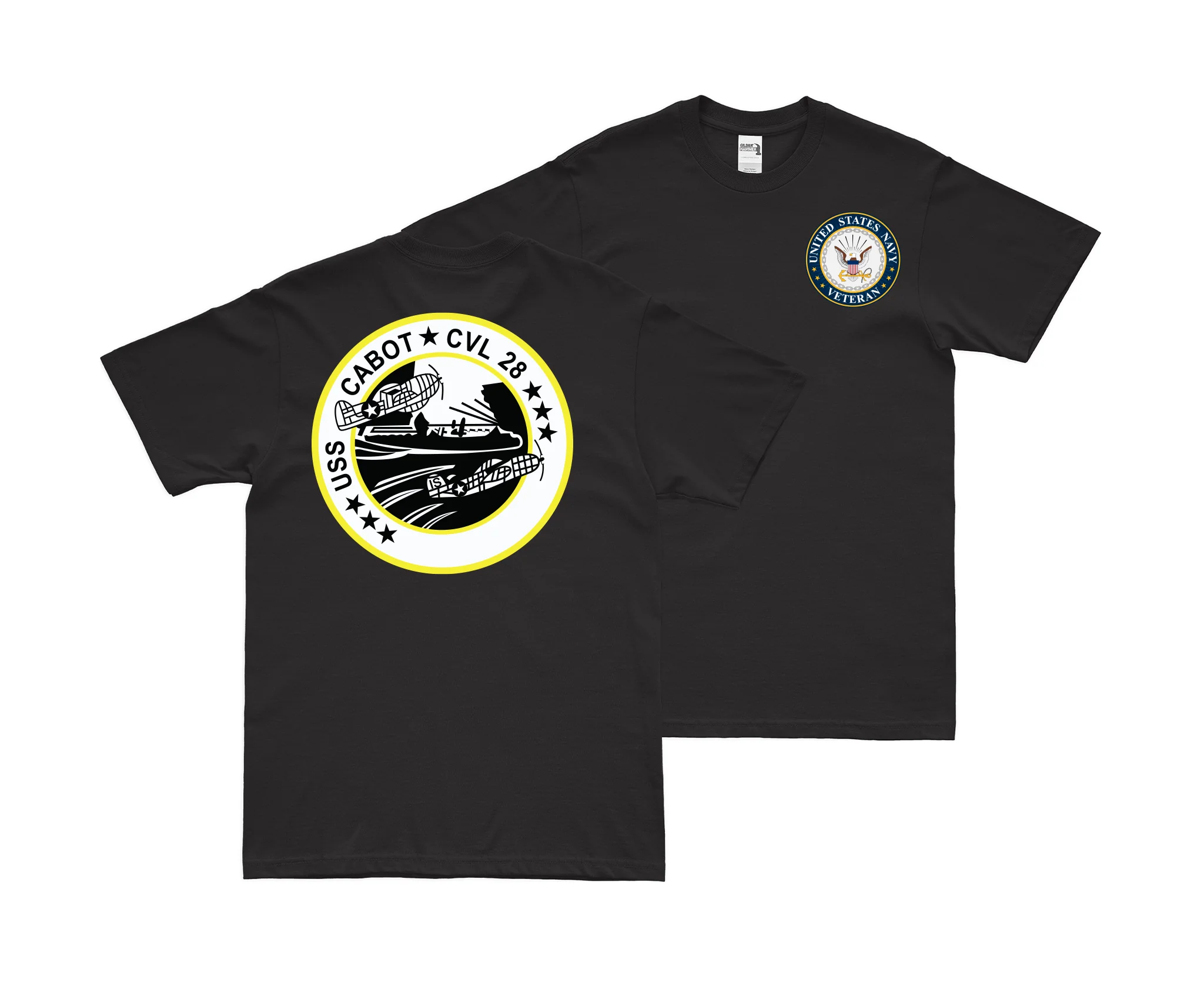 Double-Sided USS Cabot (CVL-28) Veteran T-Shirt
