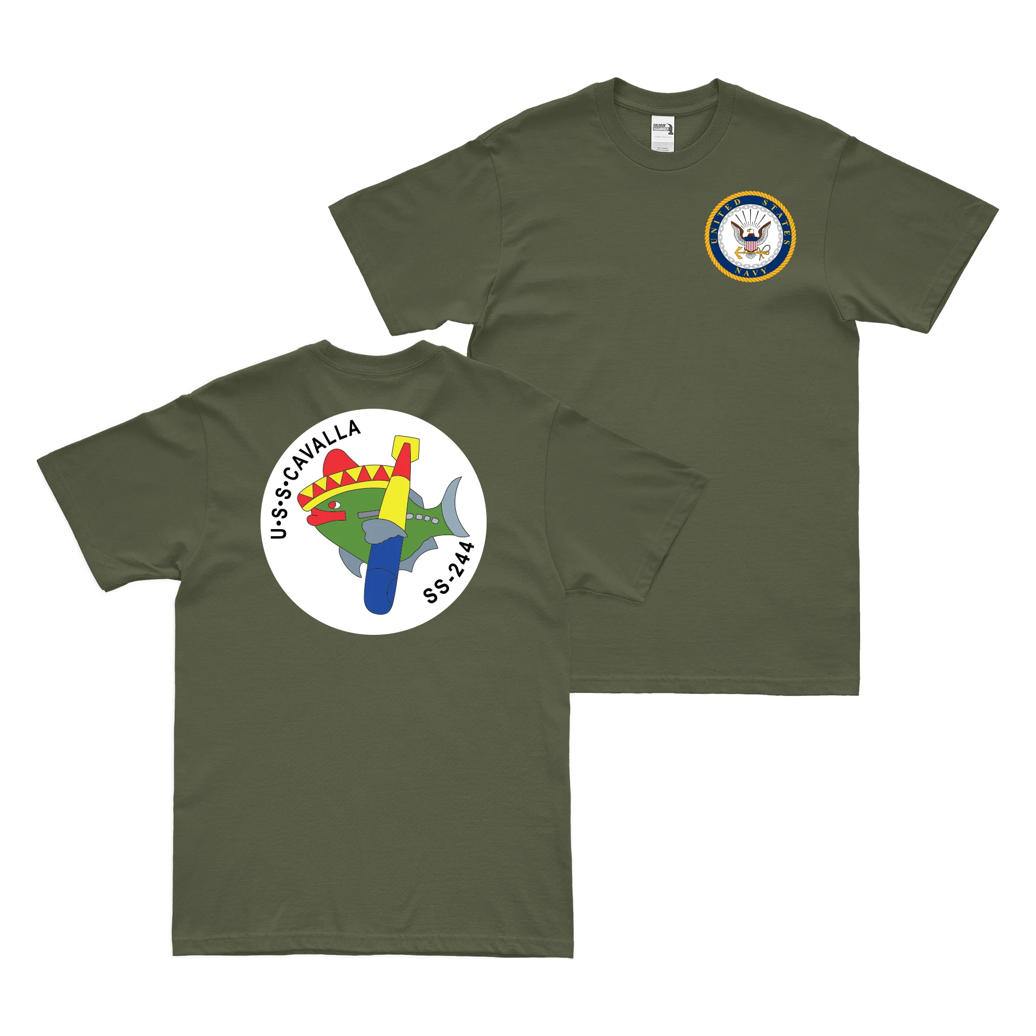 Double-Sided USS Cavalla (SS-244) T-Shirt - Image 2