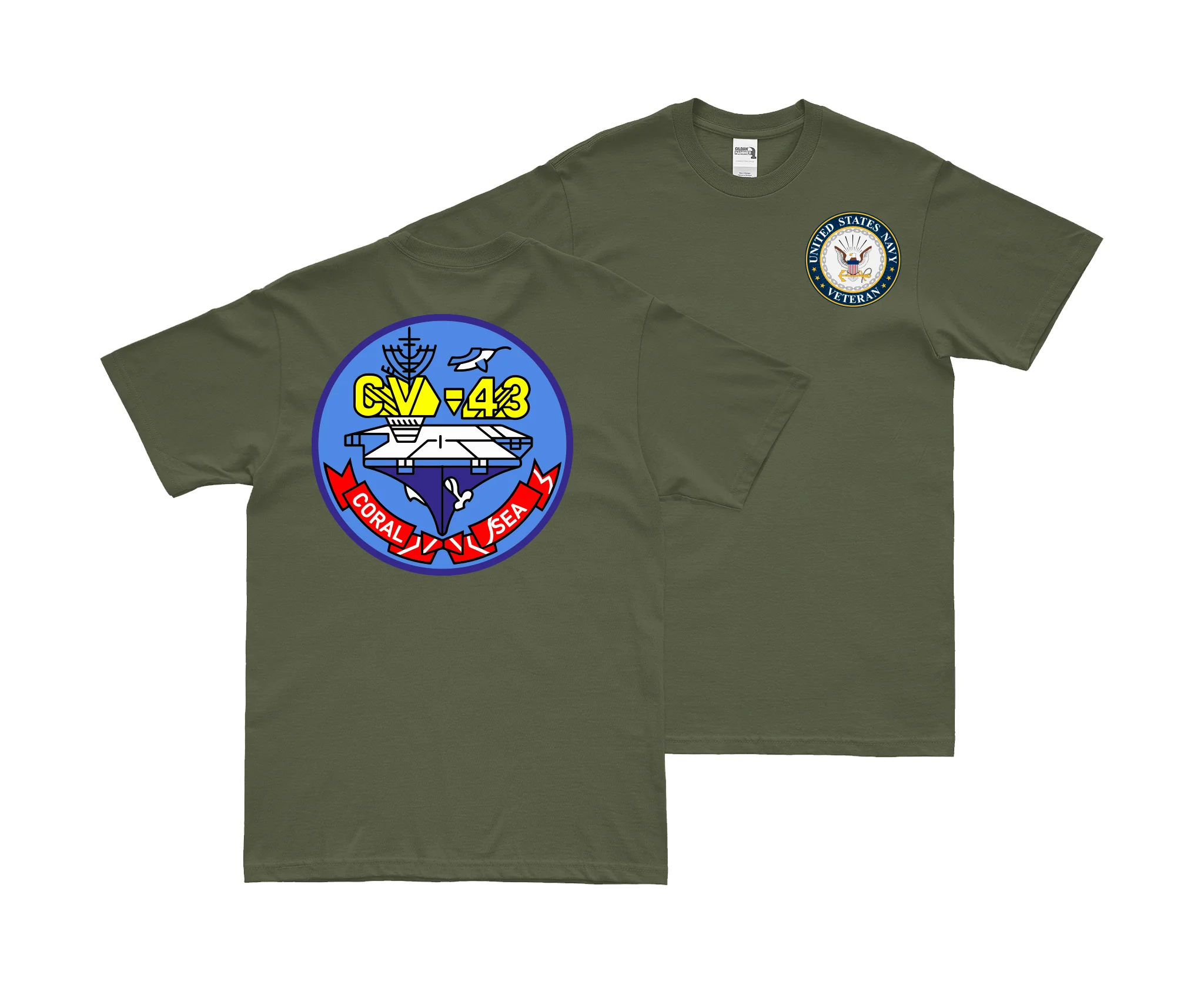 Double-Sided USS Coral Sea (CV-43) Veteran T-Shirt - Image 2