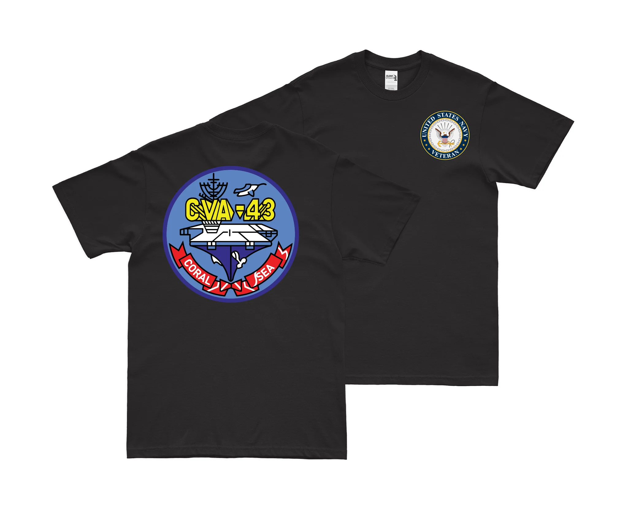 Double-Sided USS Coral Sea (CVA-43) Veteran T-Shirt