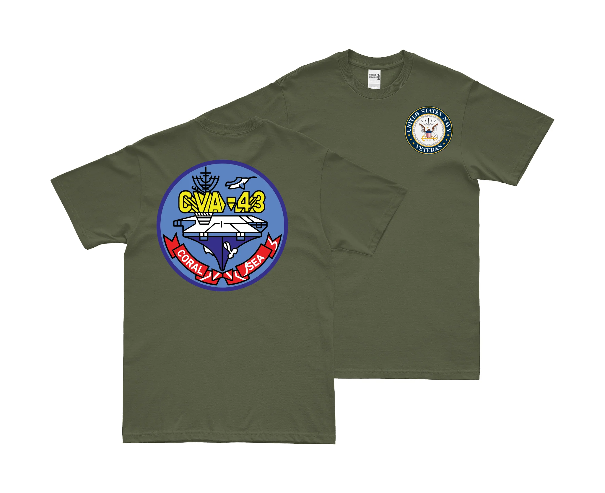 Double-Sided USS Coral Sea (CVA-43) Veteran T-Shirt - Image 2