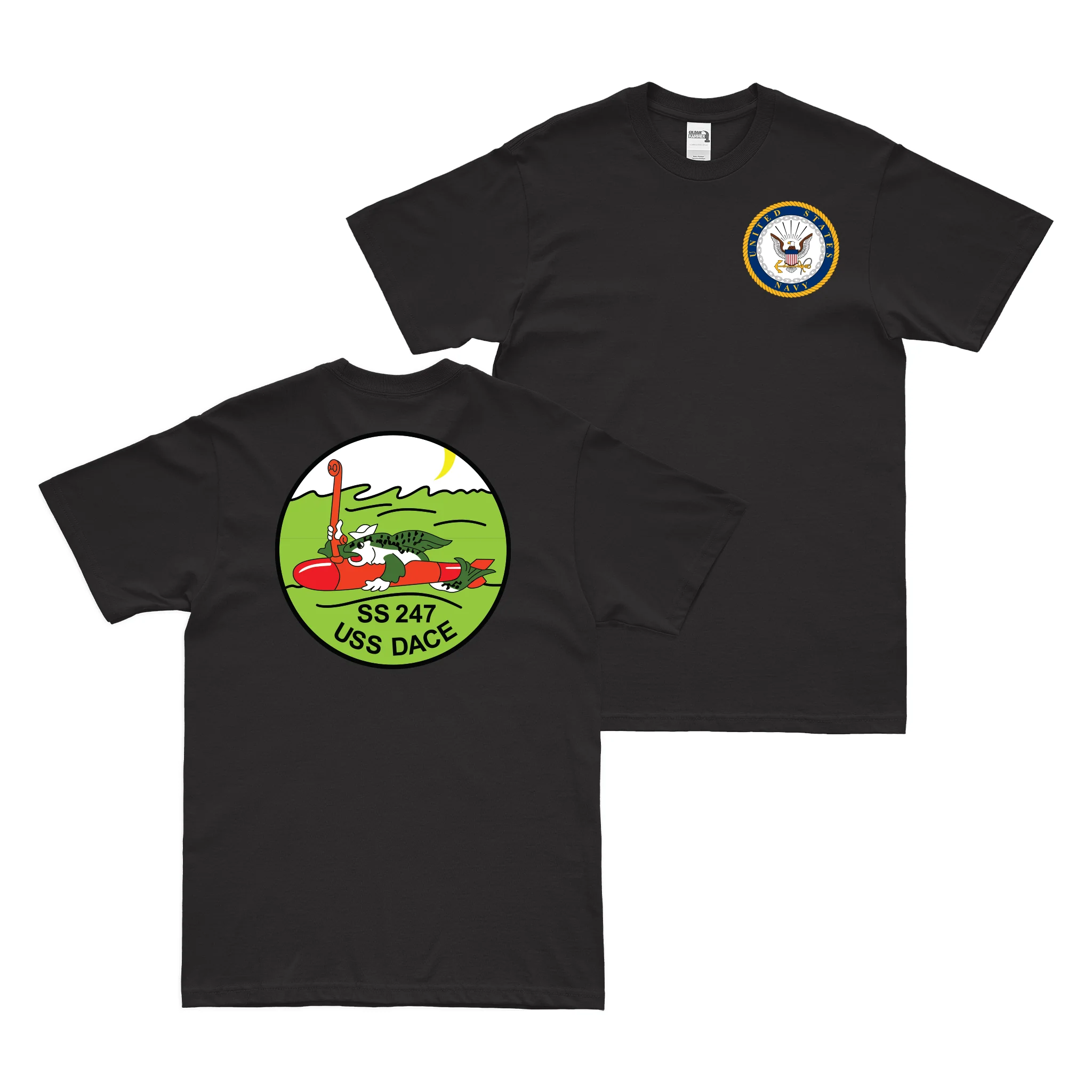 Double-Sided USS Dace (SS-247) Gato-class Submarine T-Shirt
