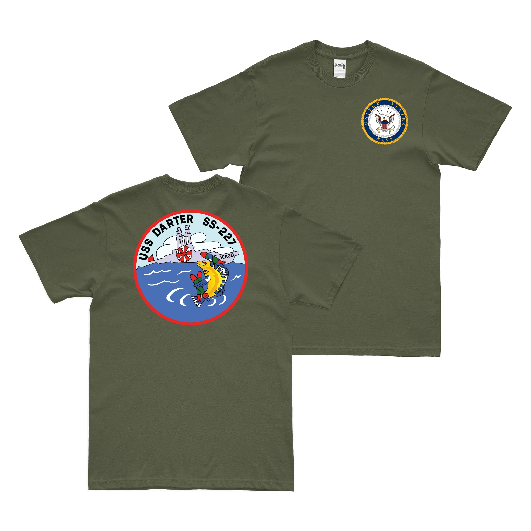Double-Sided USS Darter (SS-227) Gato-class Submarine T-Shirt - Image 2