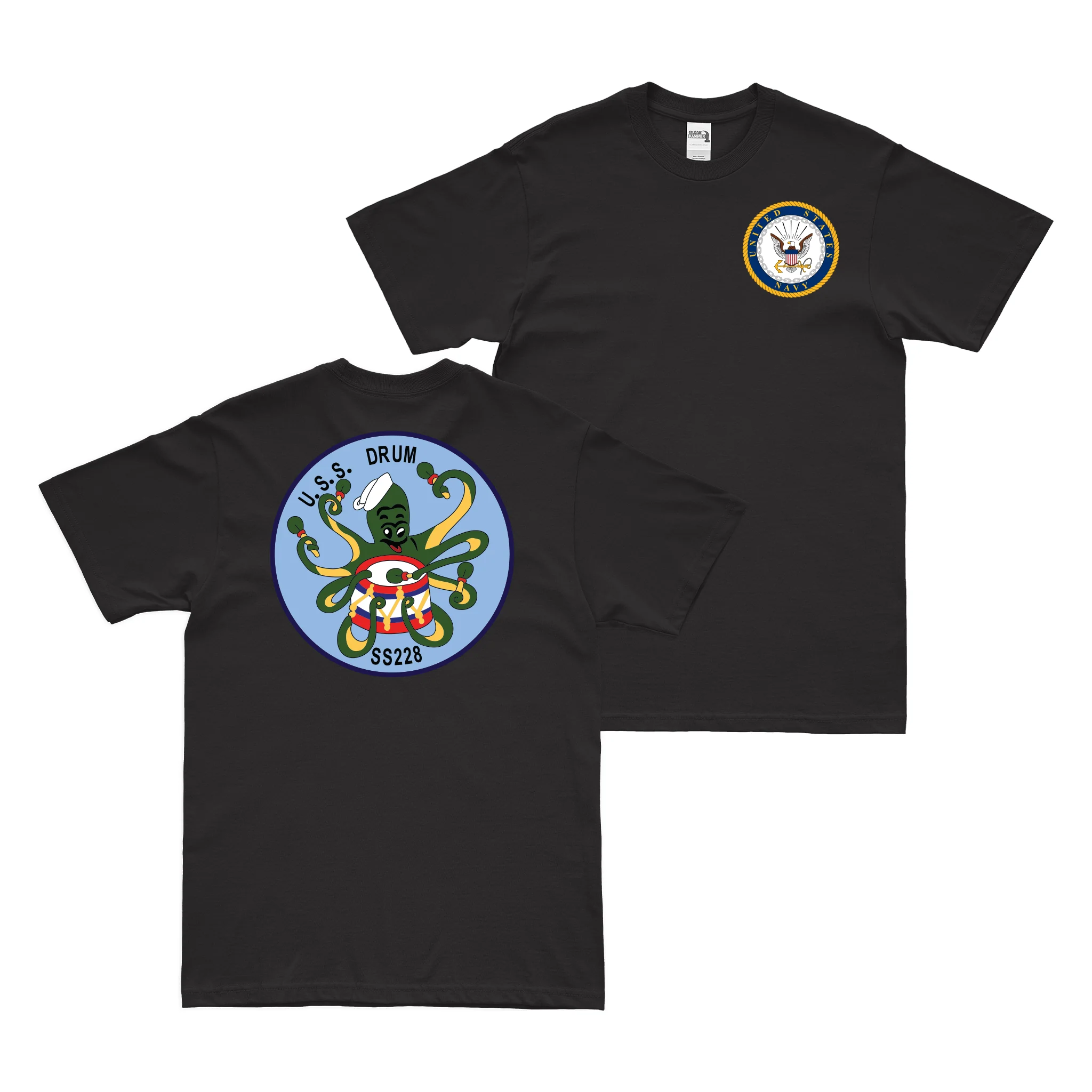 Double-Sided USS Drum (SS-228) Gato-class Submarine T-Shirt