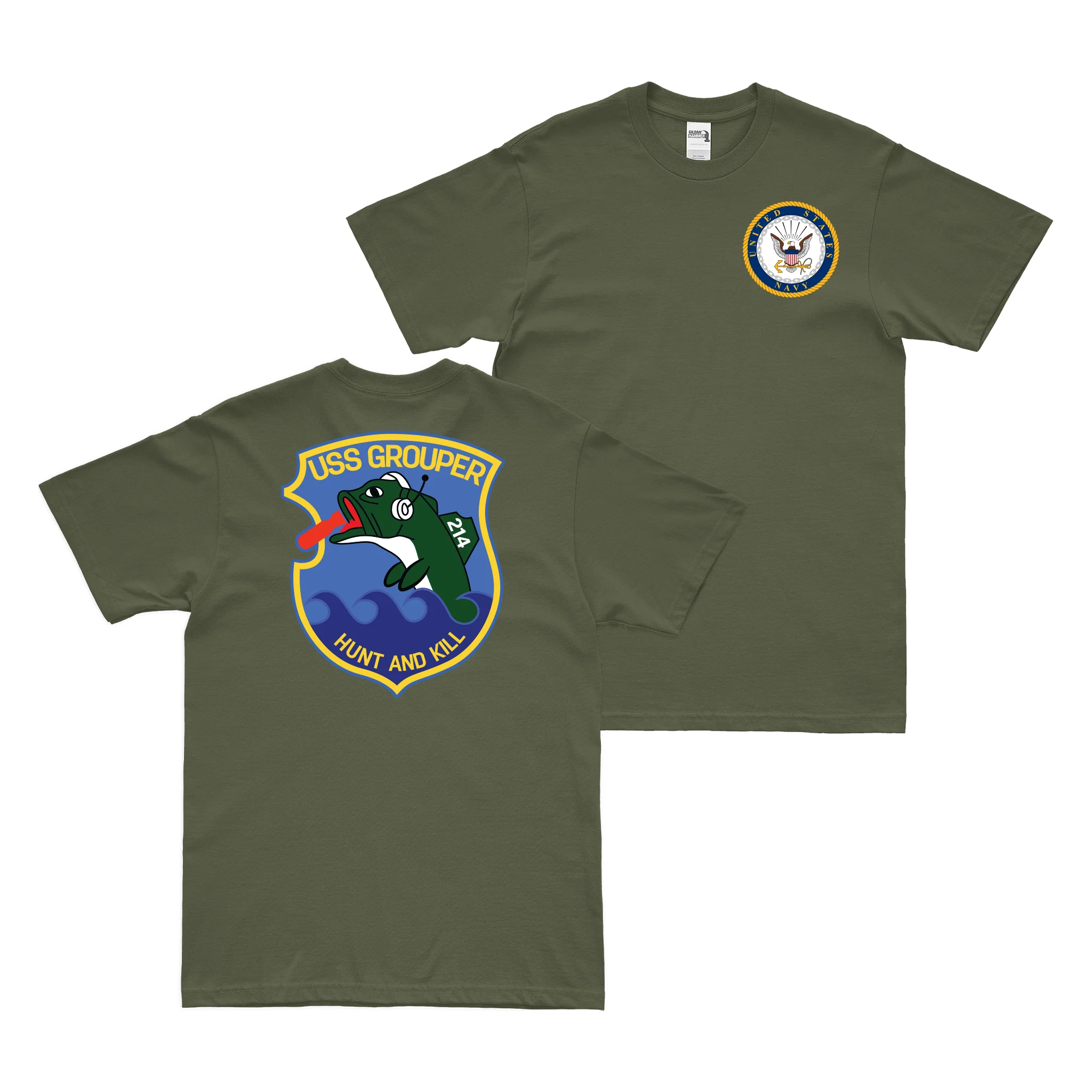 Double-Sided USS Grouper (SS-214) Gato-class Submarine T-Shirt - Image 2