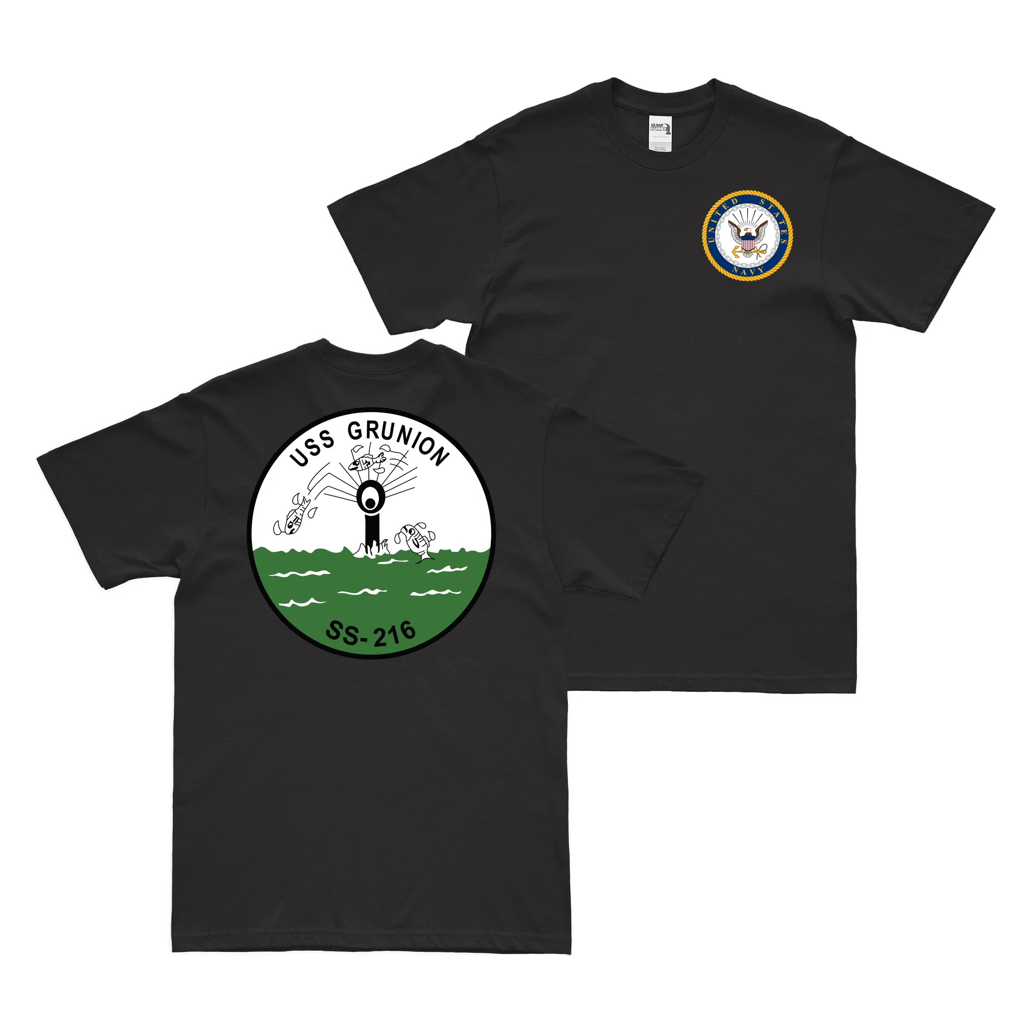 Double-Sided USS Grunion (SS-216) Gato-class Submarine T-Shirt