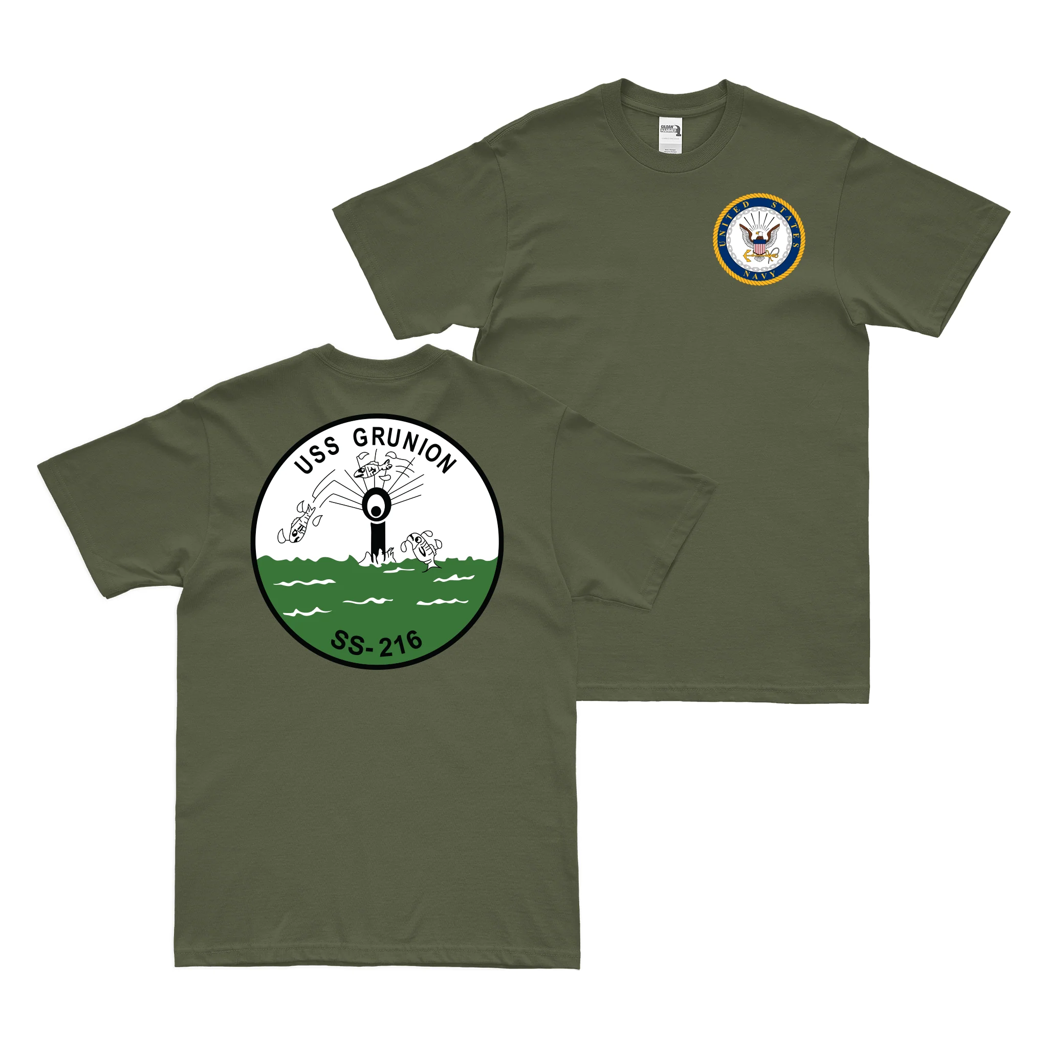 Double-Sided USS Grunion (SS-216) Gato-class Submarine T-Shirt - Image 2