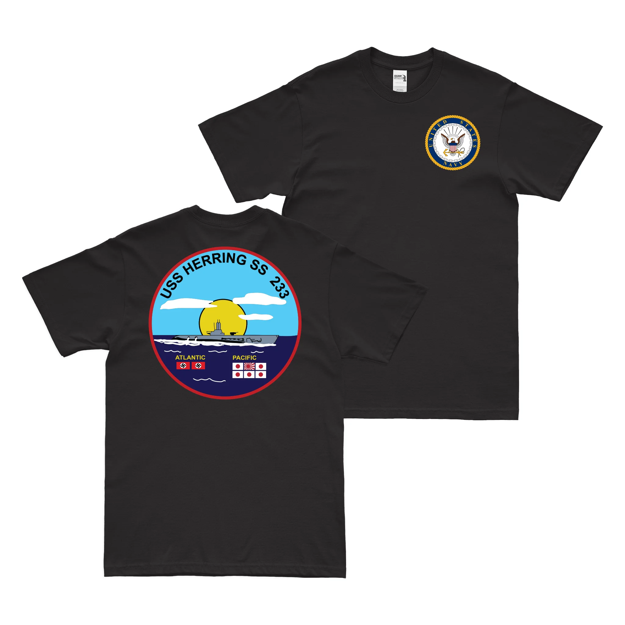 Double-Sided USS Herring (SS-233) Gato-class Submarine T-Shirt