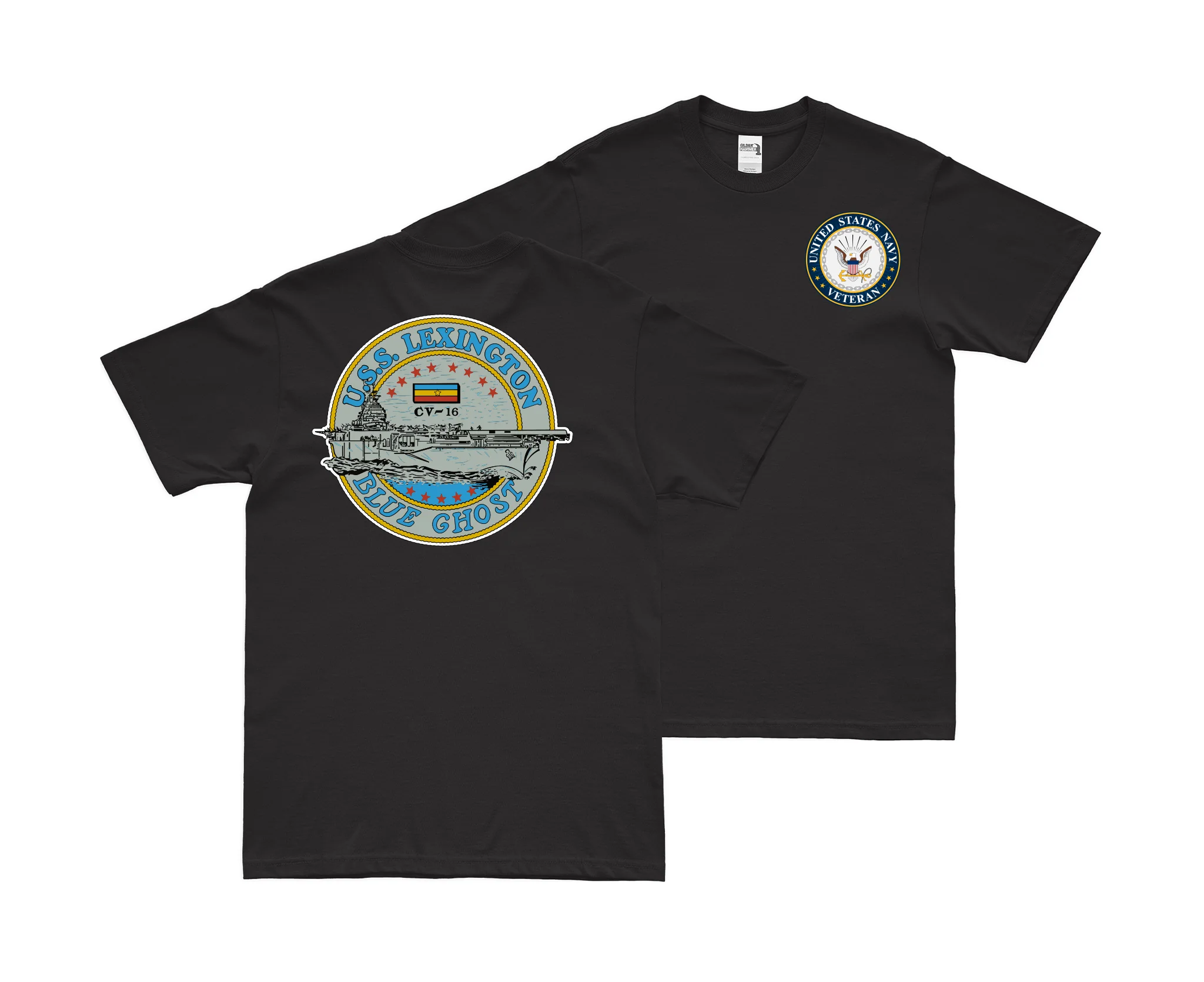 Double-Sided USS Lexington (CV-16) Veteran T-Shirt