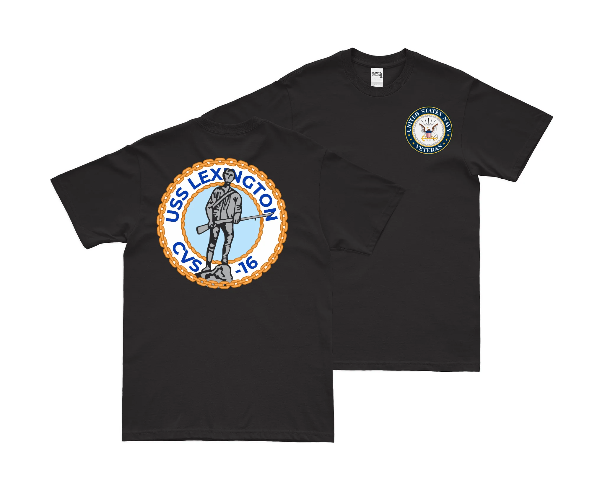 Double-Sided USS Lexington (CVS-16) Veteran T-Shirt