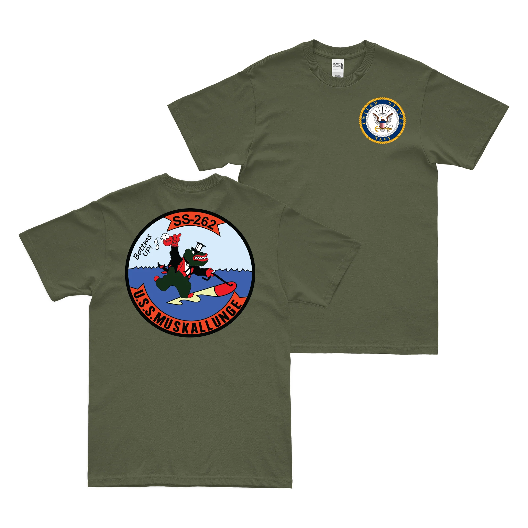 Double-Sided USS Muskallunge (SS-262) Gato-class Submarine T-Shirt - Image 2