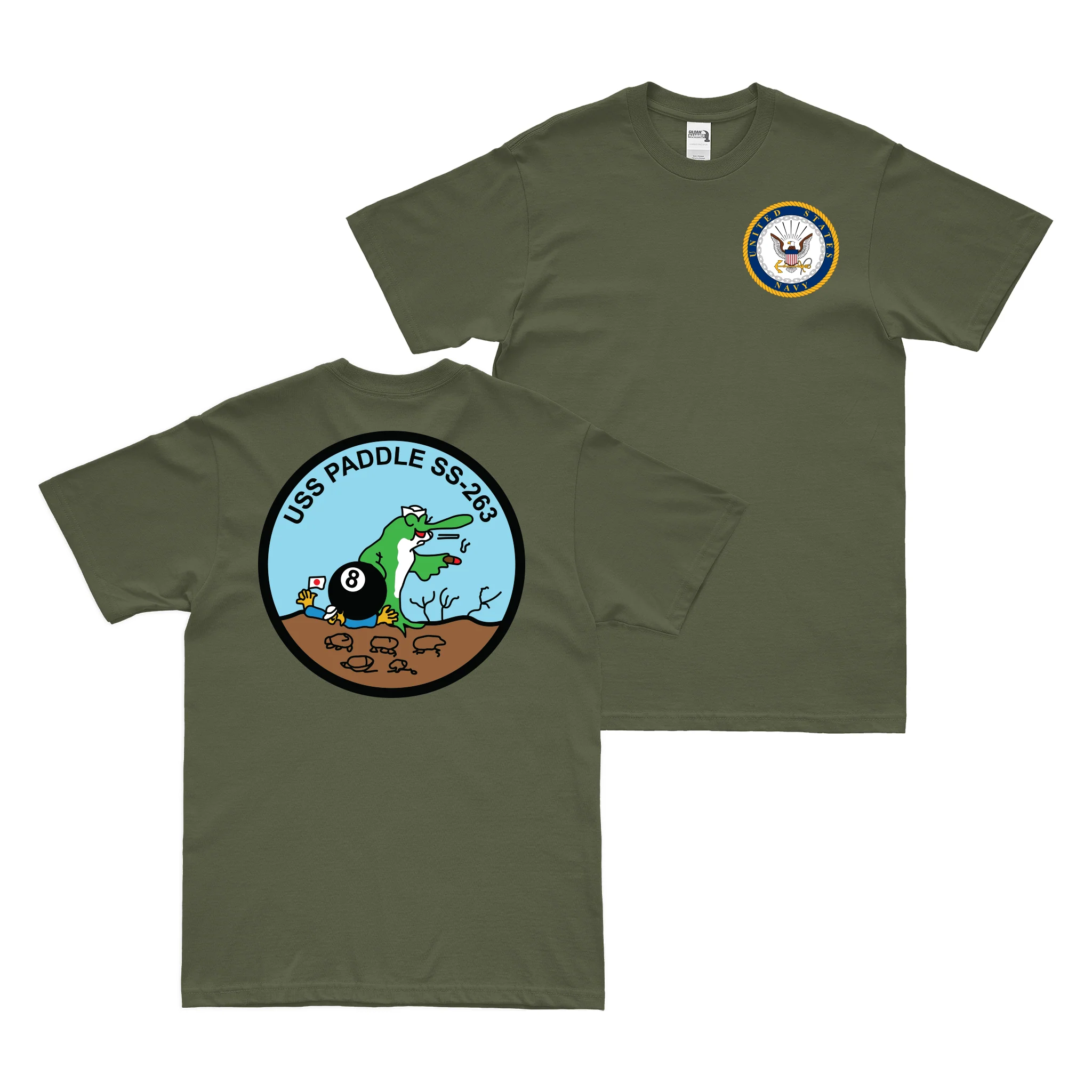 Double-Sided USS Paddle (SS-263) Gato-class Submarine T-Shirt - Image 2