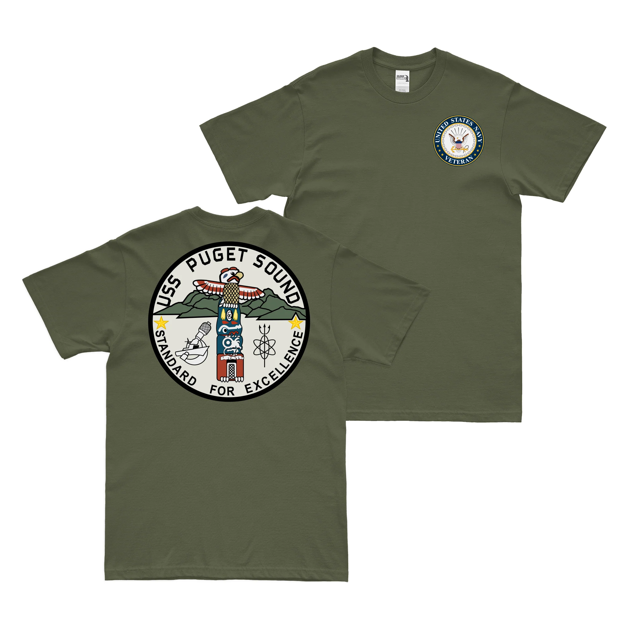 Double-Sided USS Puget Sound (AD-38) Veteran T-Shirt - Image 2