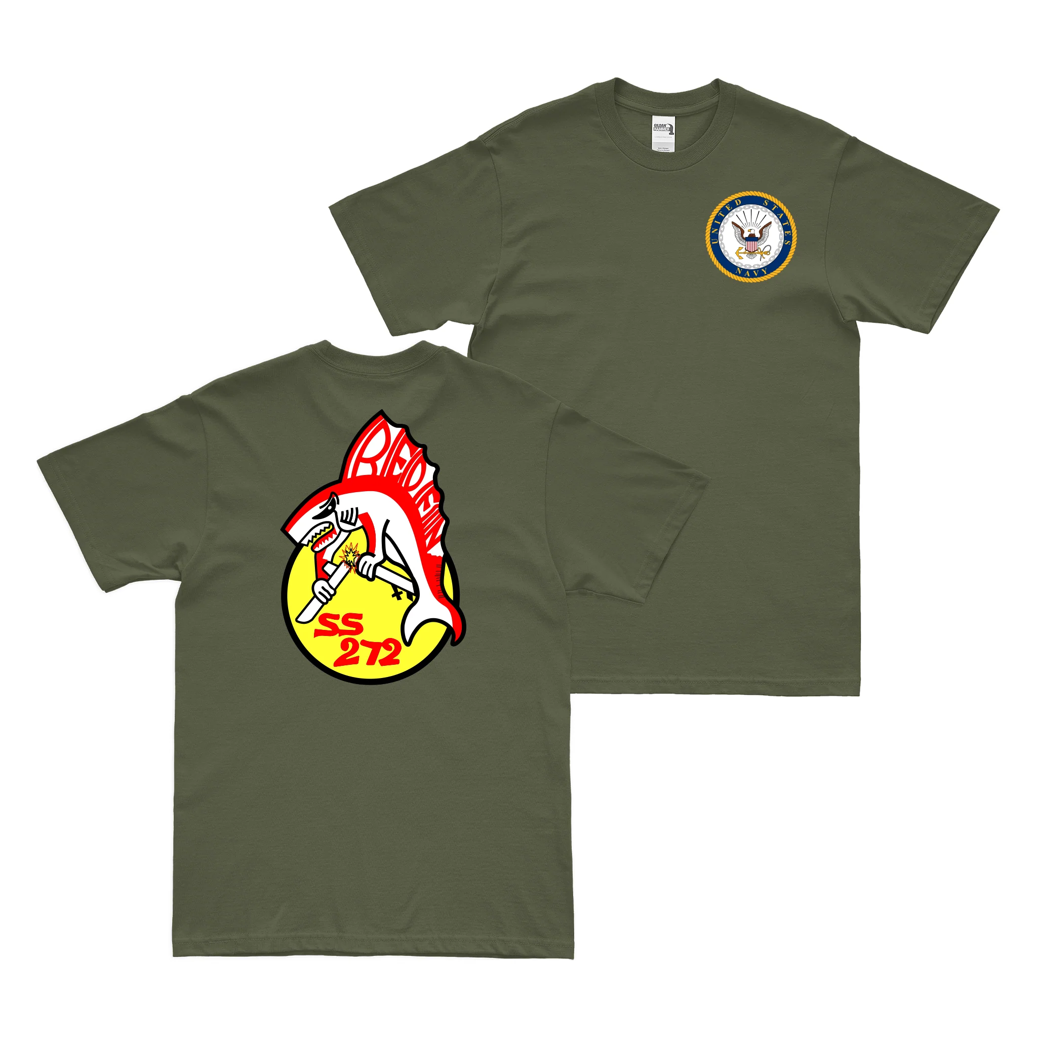 Double-Sided USS Redfin (SS-272) Gato-class Submarine T-Shirt - Image 2