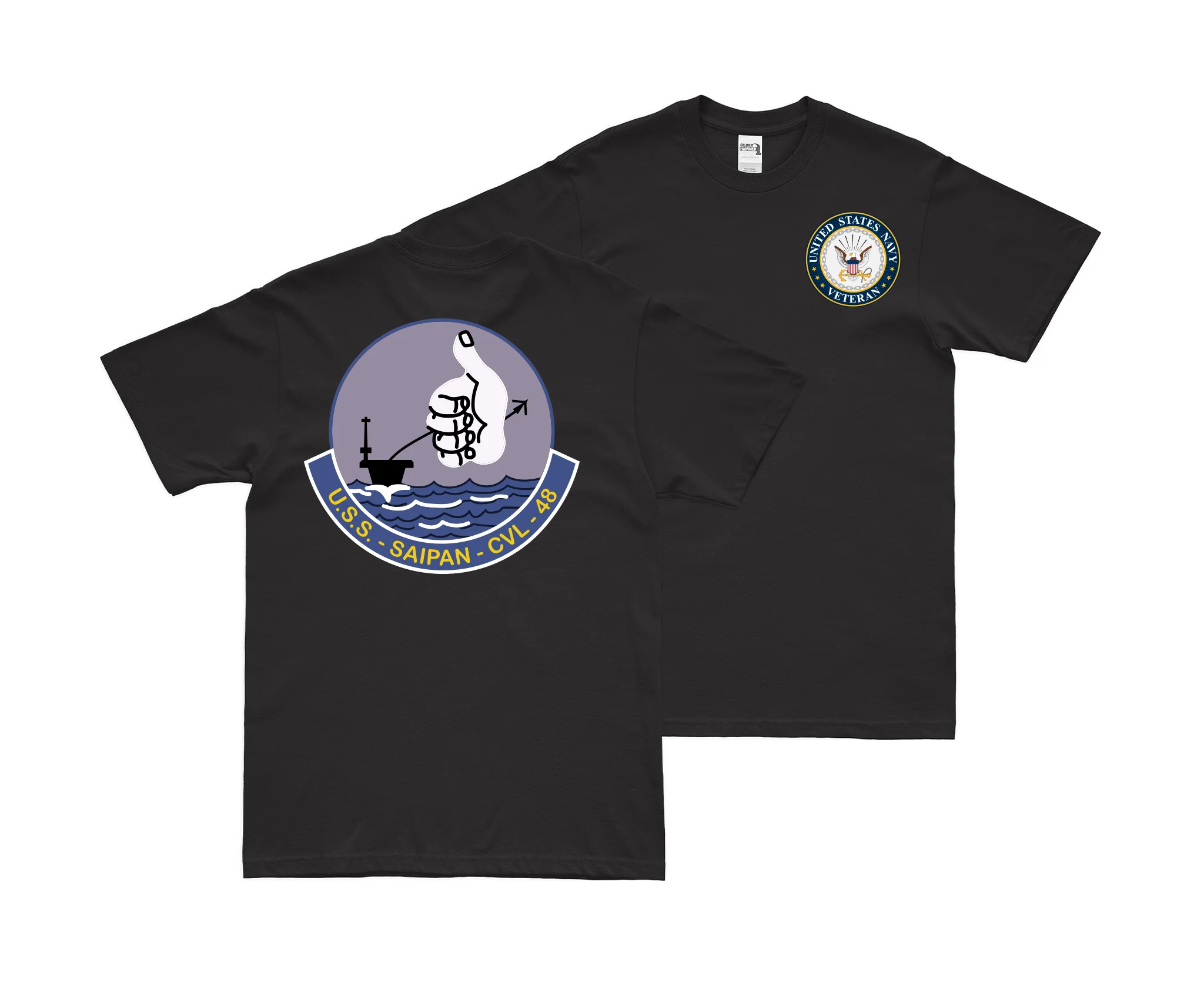 Double-Sided USS Saipan (CVL-48) Veteran T-Shirt