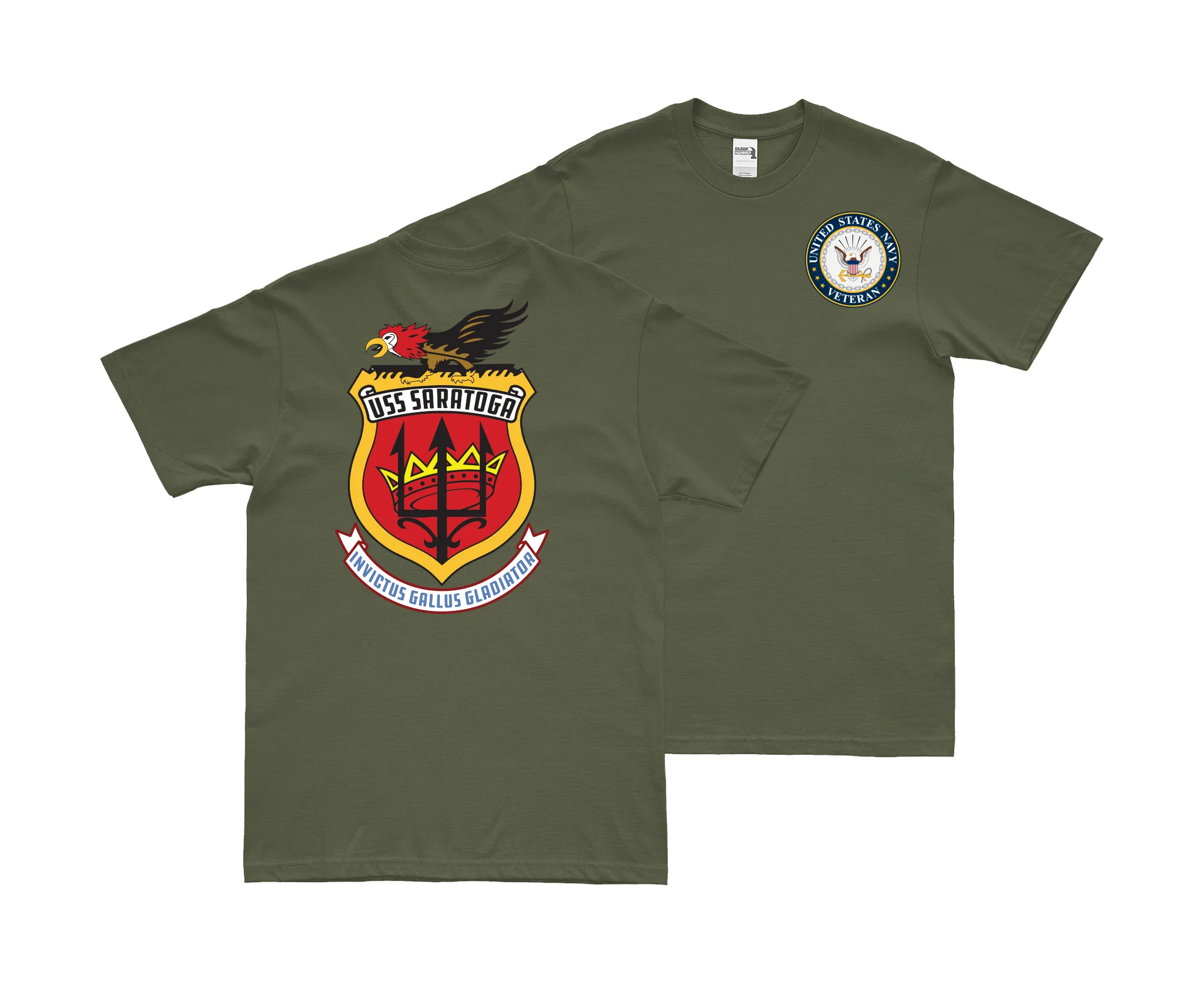 Double-Sided USS Saratoga (CV-60) Veteran T-Shirt - Image 2
