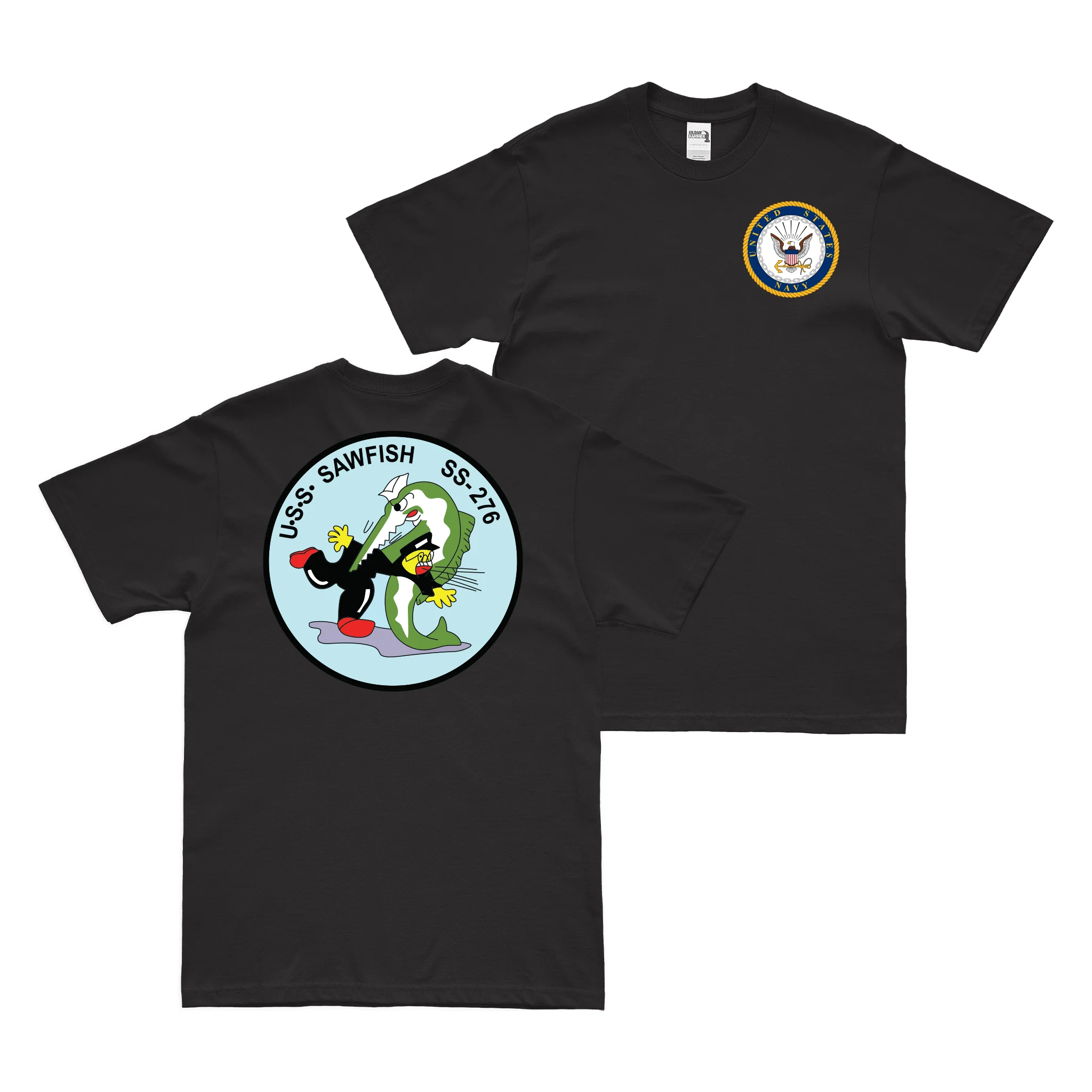 Double-Sided USS Sawfish (SS-276) Gato-class Submarine T-Shirt