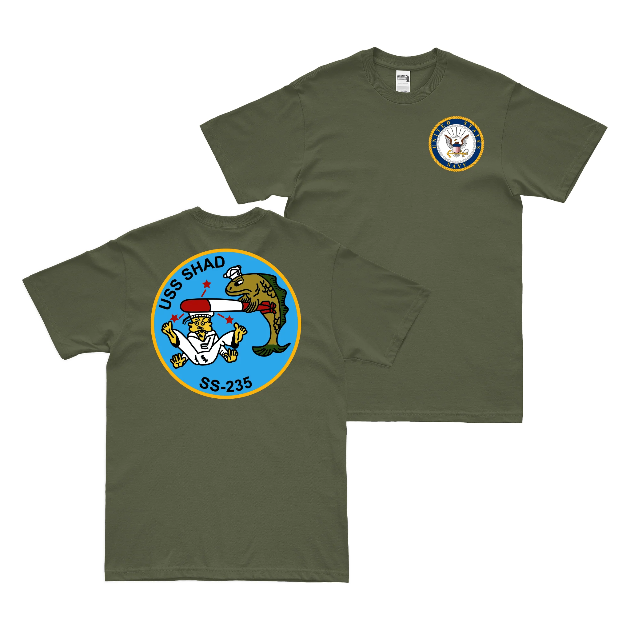 Double-Sided USS Shad (SS-235) Gato-class Submarine T-Shirt - Image 2