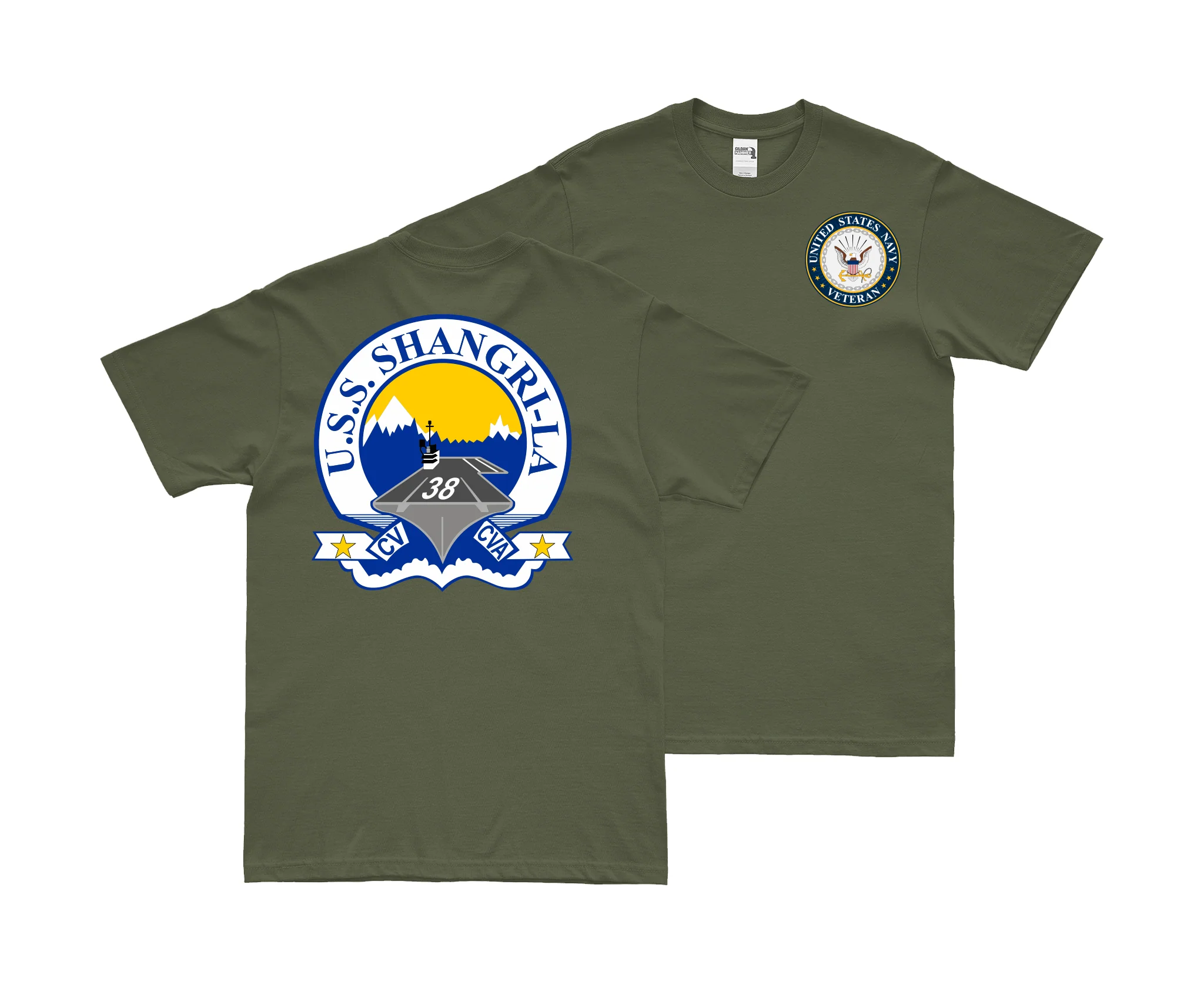Double-Sided USS Shangri-La (CV-38) Veteran T-Shirt - Image 2