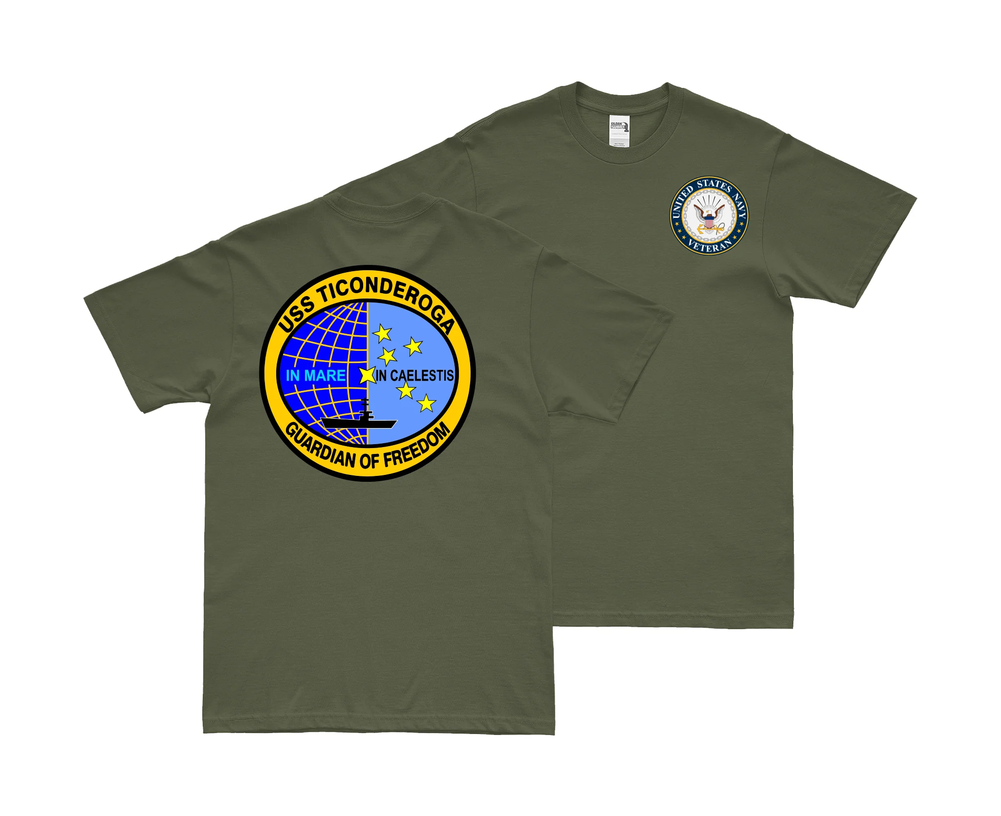 Double-Sided USS Ticonderoga (CV-14) Veteran T-Shirt - Image 2
