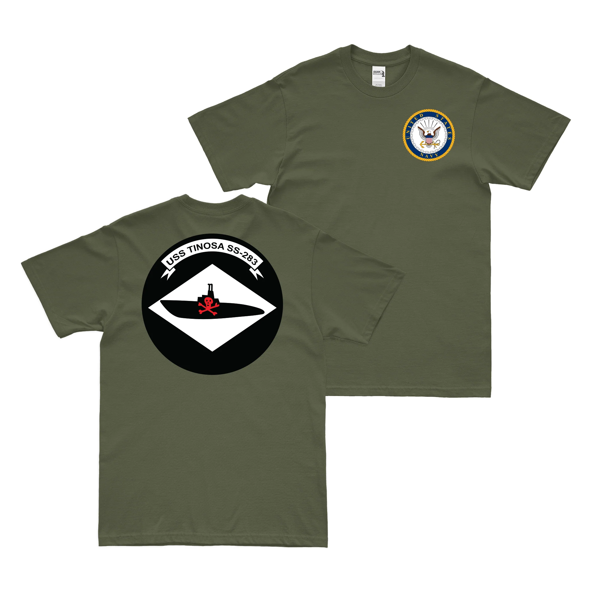 Double-Sided USS Tinosa (SS-283) Gato-class Submarine T-Shirt - Image 2