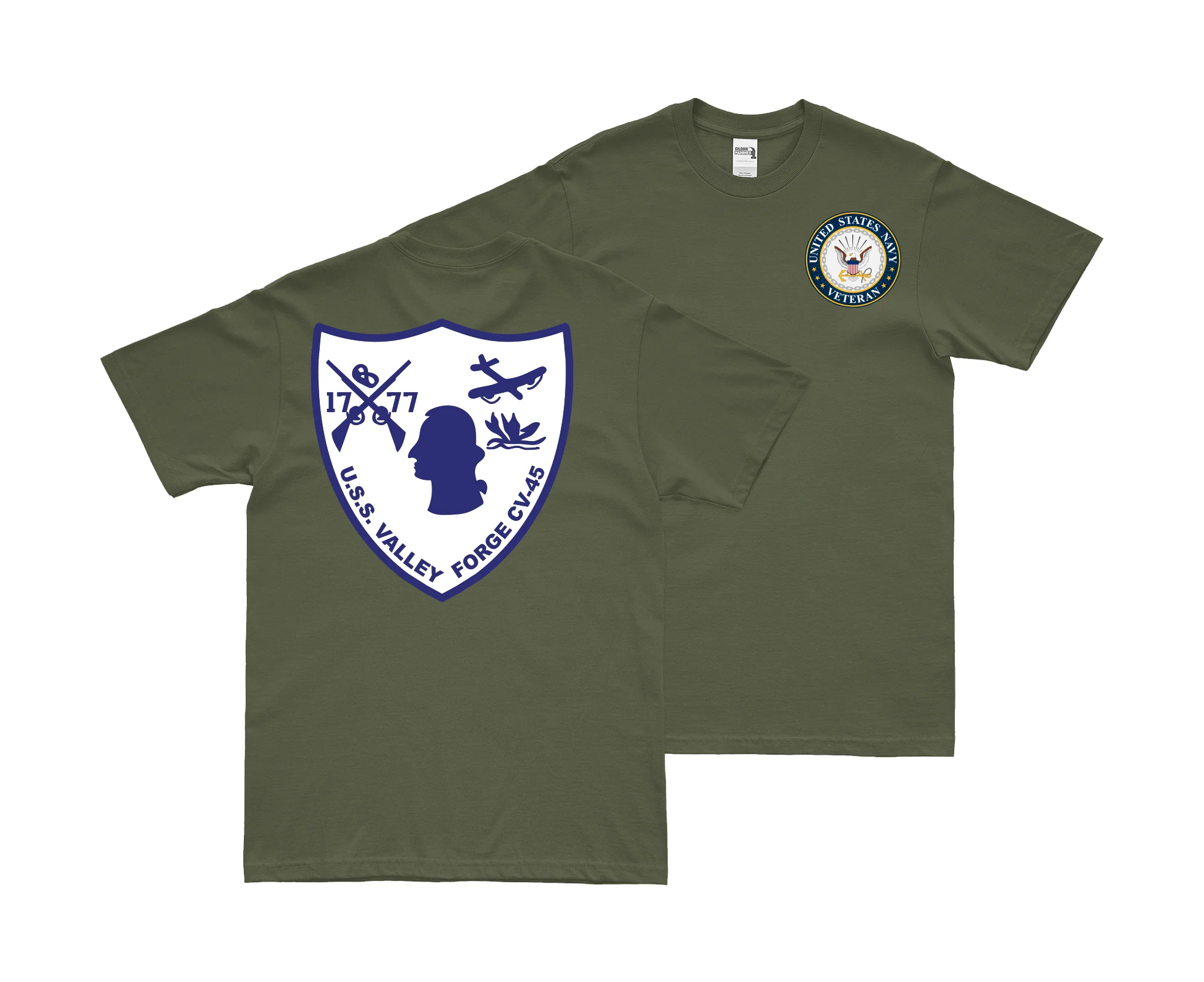 Double-Sided USS Valley Forge (CV-45) Veteran T-Shirt - Image 2