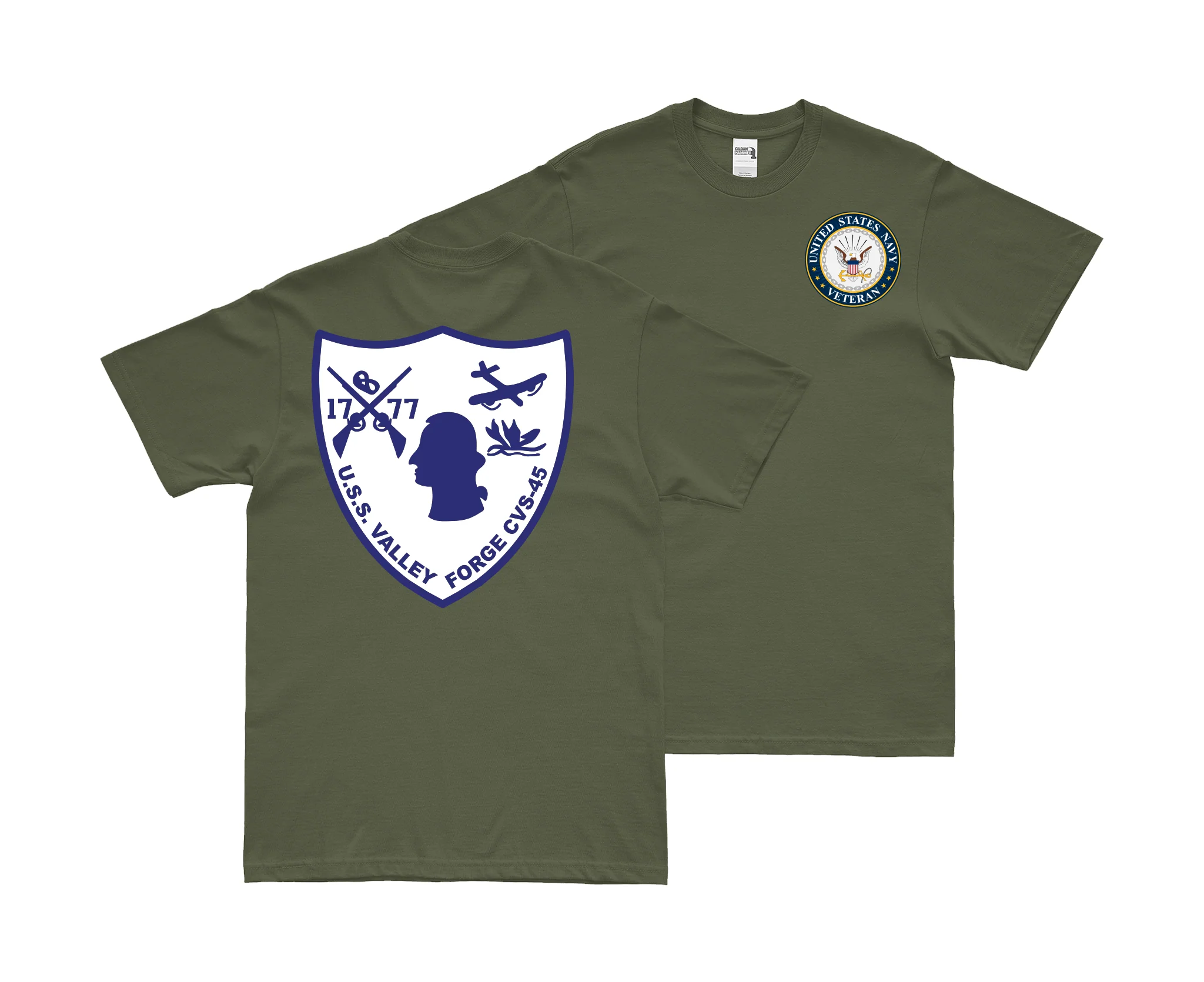 Double-Sided USS Valley Forge (CVS-45) Veteran T-Shirt - Image 2
