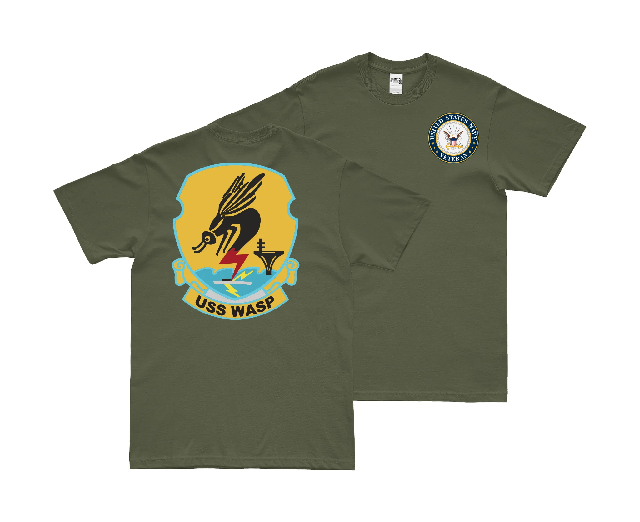 Double-Sided USS Wasp (CV-18) Veteran T-Shirt - Image 2