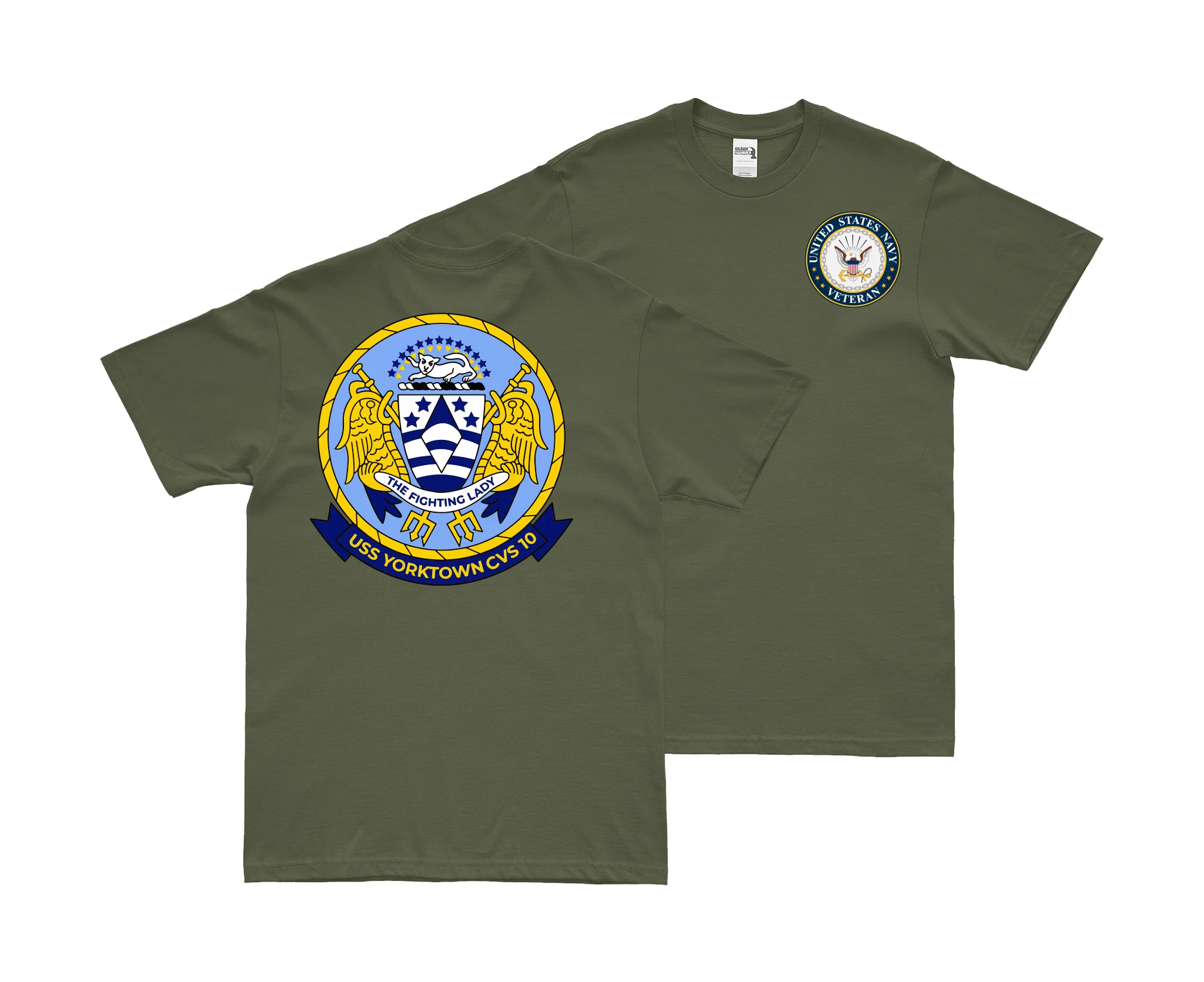 Double-Sided USS Yorktown (CVS-10) Veteran T-Shirt - Image 2