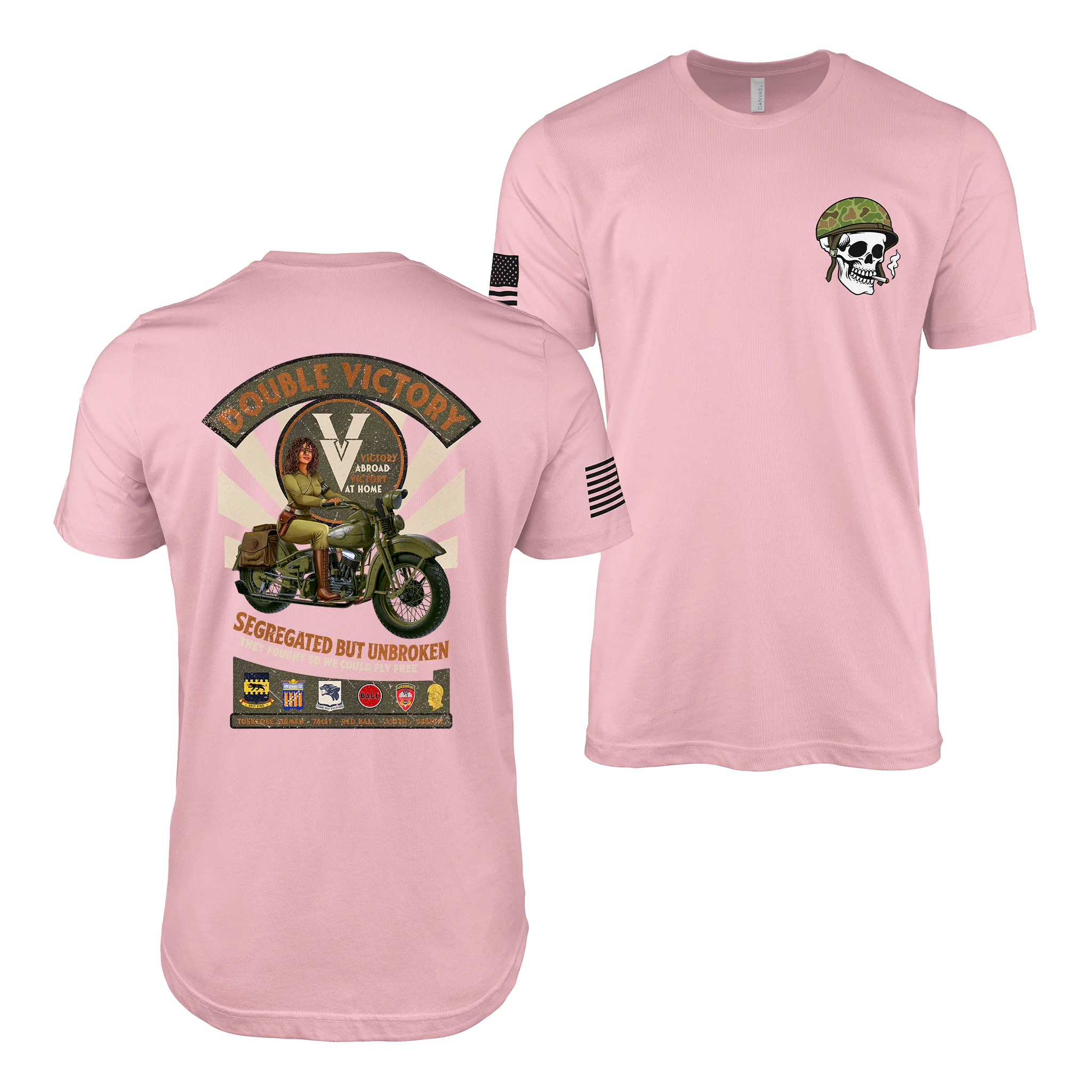 Double V Victory – WW2 MP Pin-Up Girl Saulyna T-Shirt - Image 4
