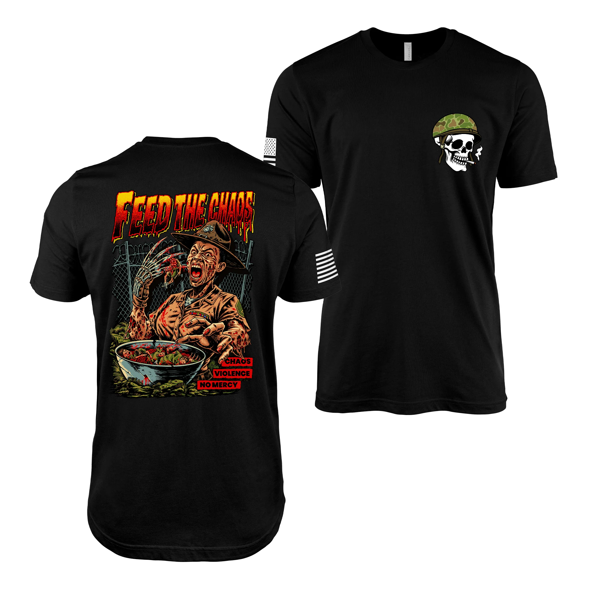 “Feed the Chaos” - Pin Up Girl Shaniya Drill Instructor T-Shirt - Image 2