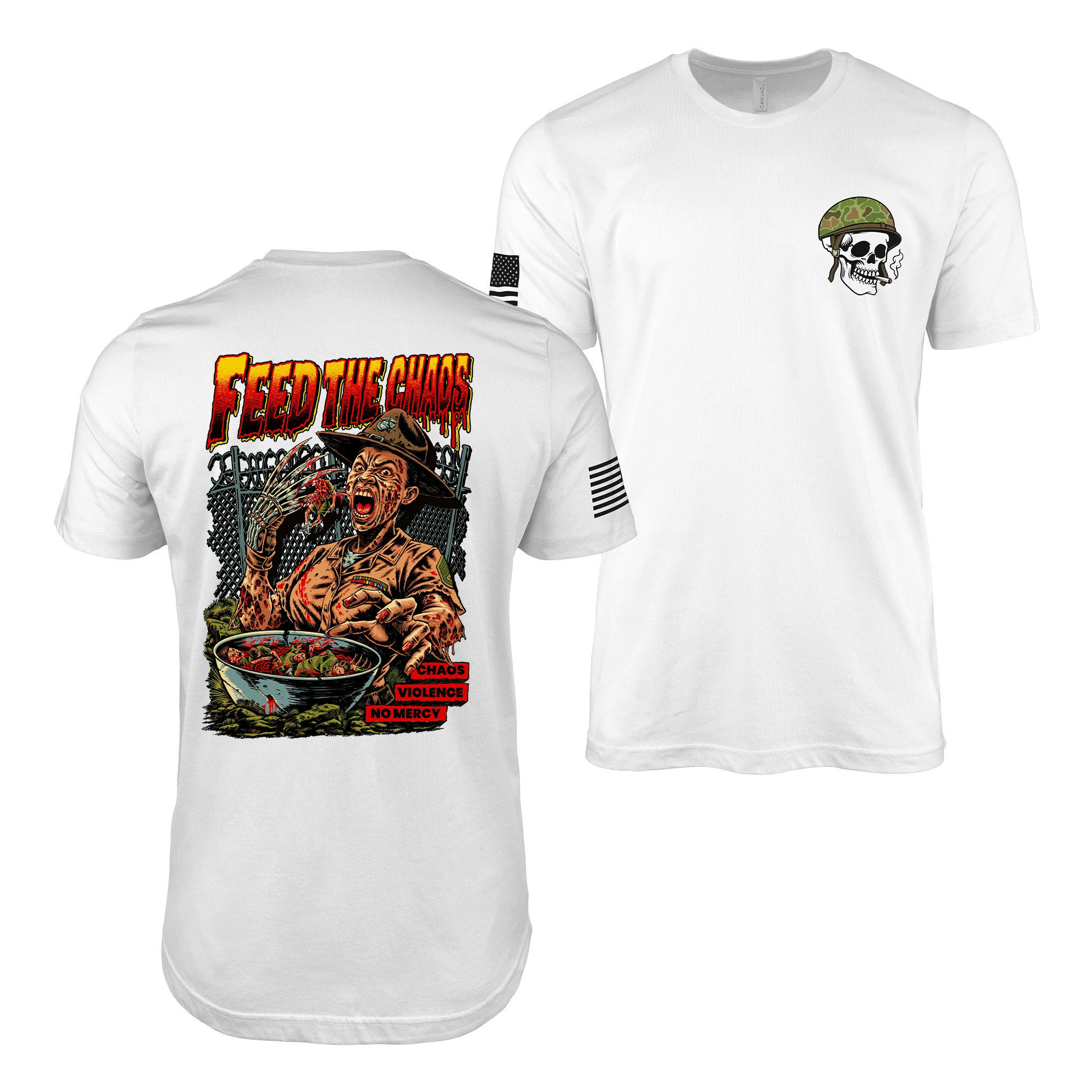 “Feed the Chaos” - Pin Up Girl Shaniya Drill Instructor T-Shirt - Image 5