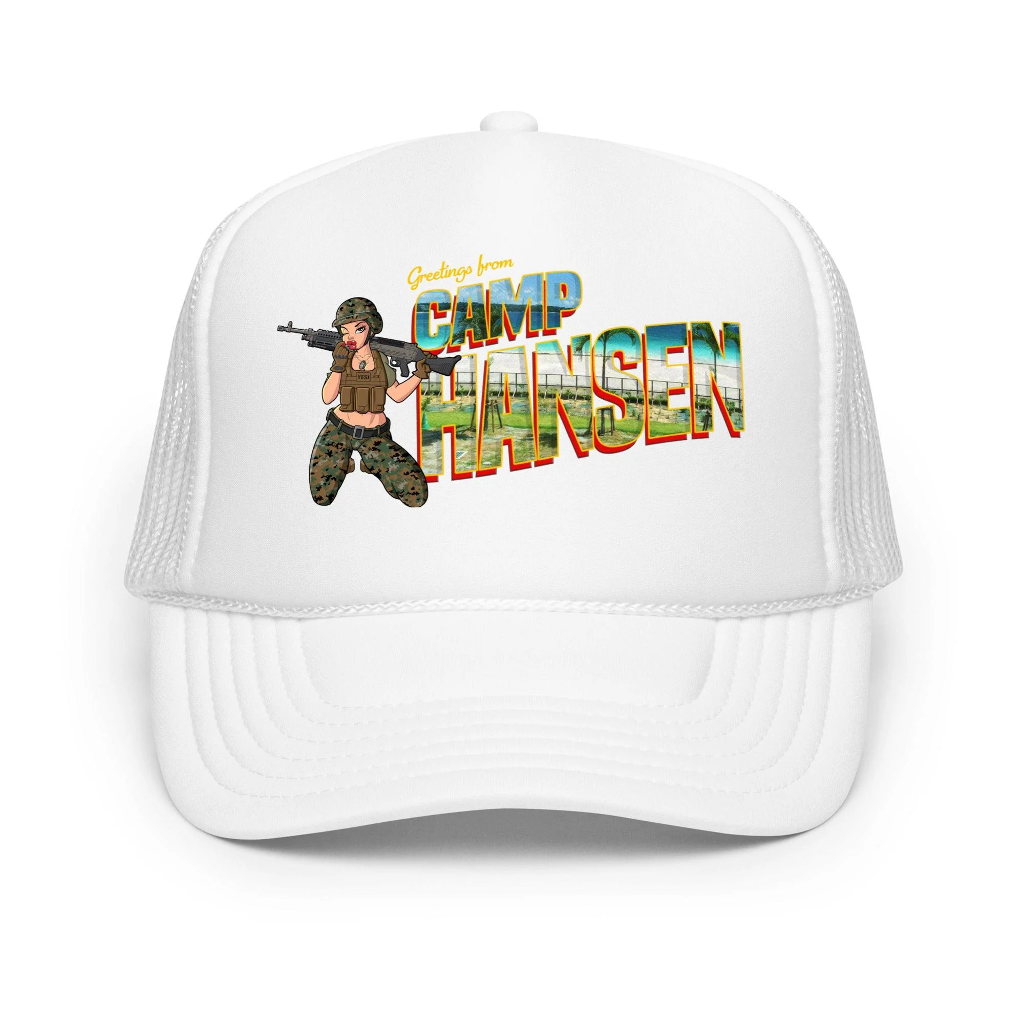 Greetings From Camp Hansen Foam Trucker Hat - Image 16