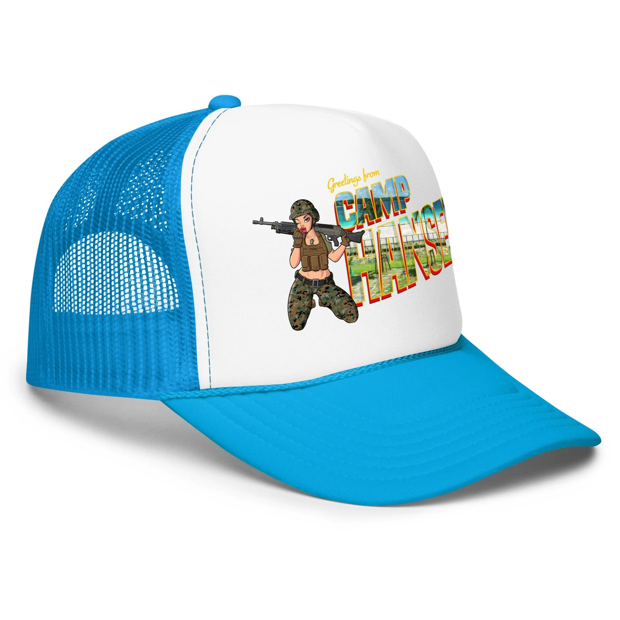 Greetings From Camp Hansen Foam Trucker Hat - Image 6