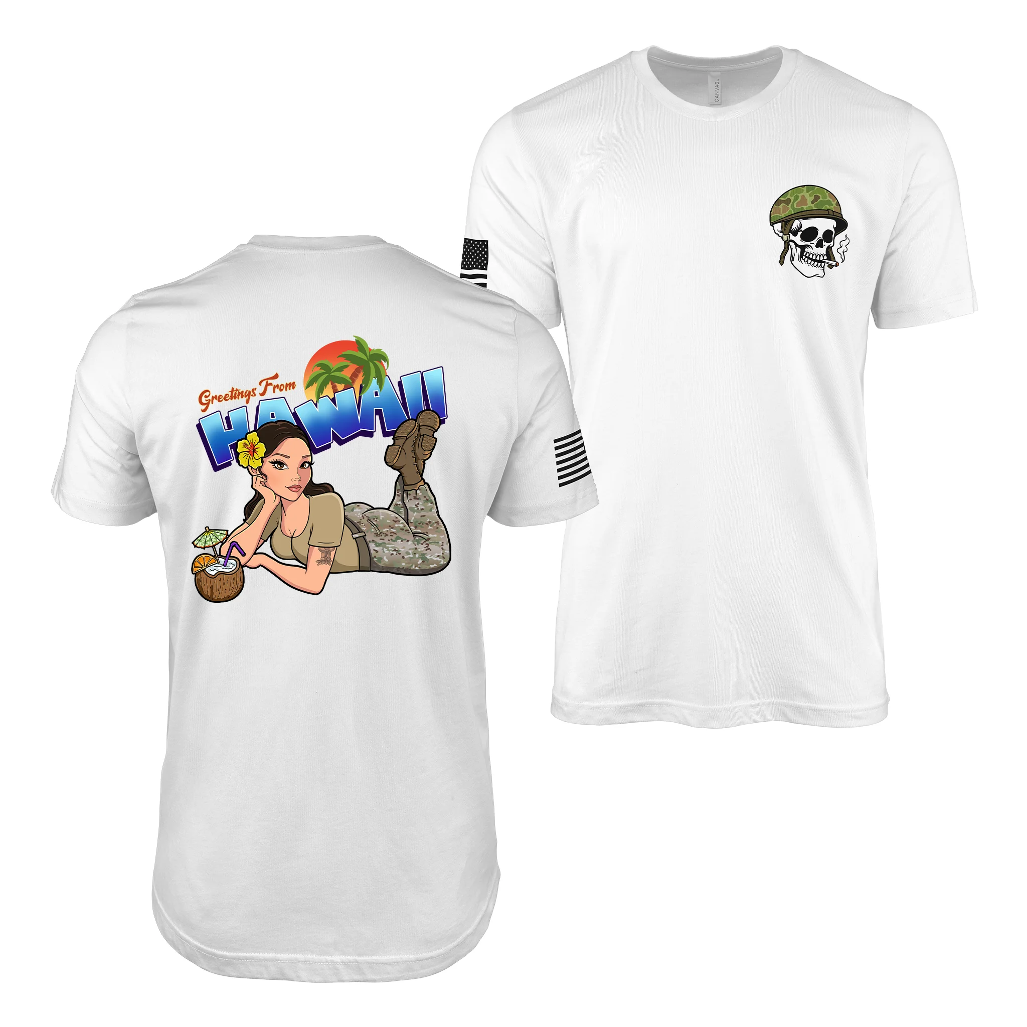Greetings From Hawaii U.S. Army Pin Up Girl Kayla T-Shirt - Image 5