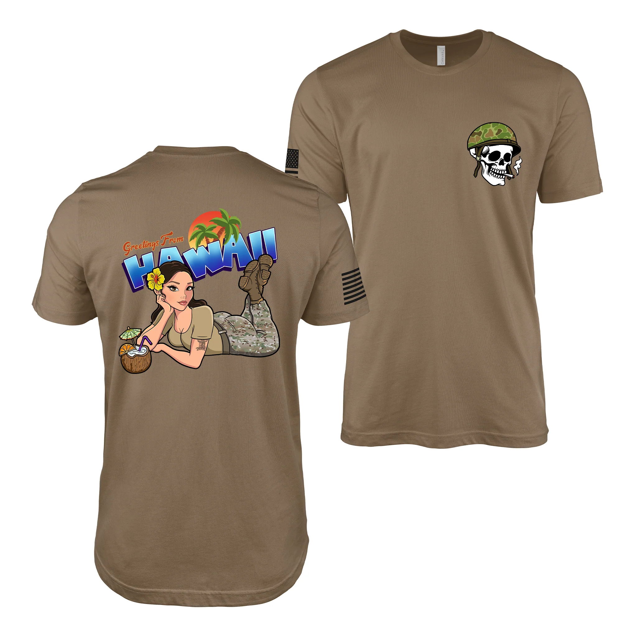 Greetings From Hawaii U.S. Army Pin Up Girl Kayla T-Shirt - Image 6