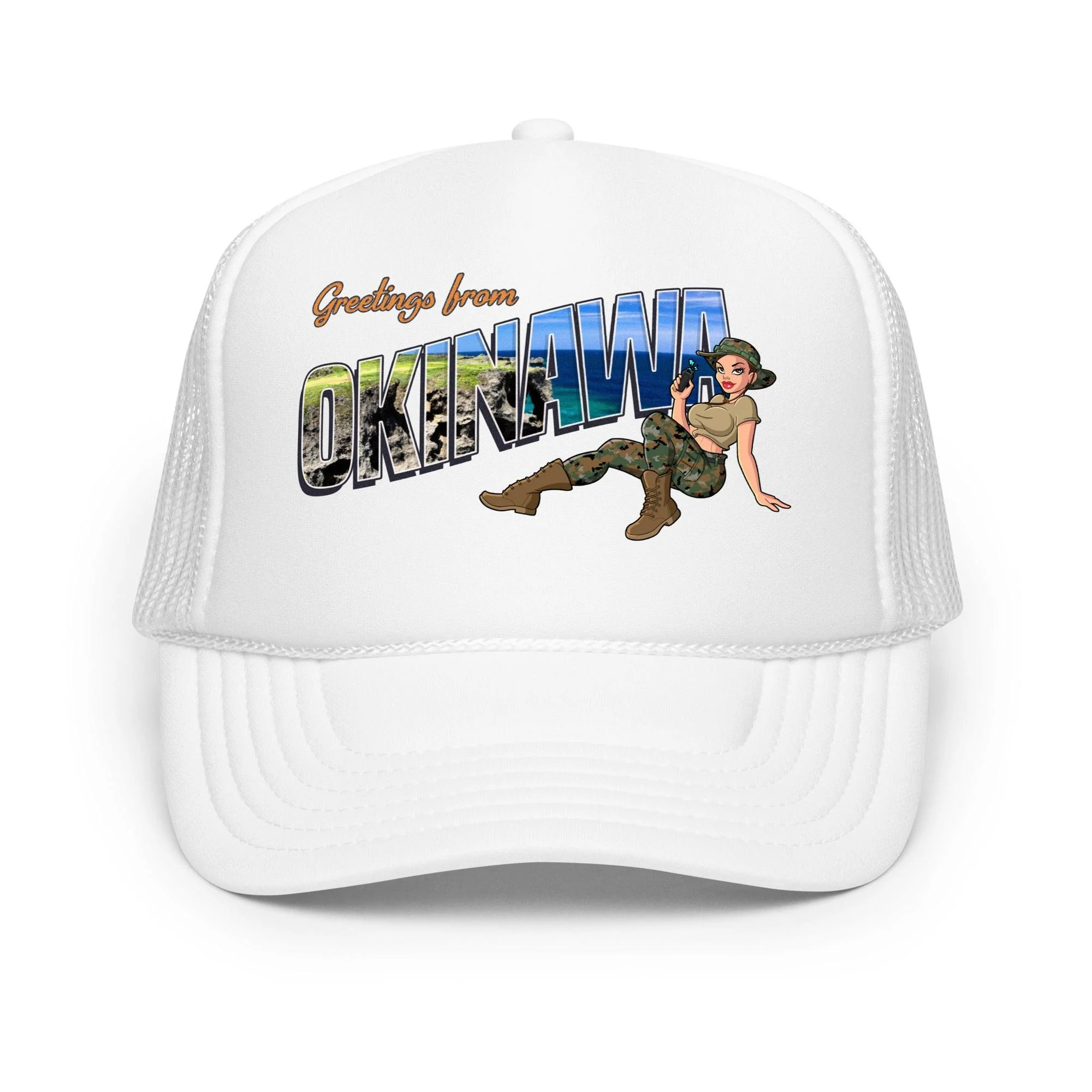 Greetings From Okinawa Foam Trucker Hat - Image 16