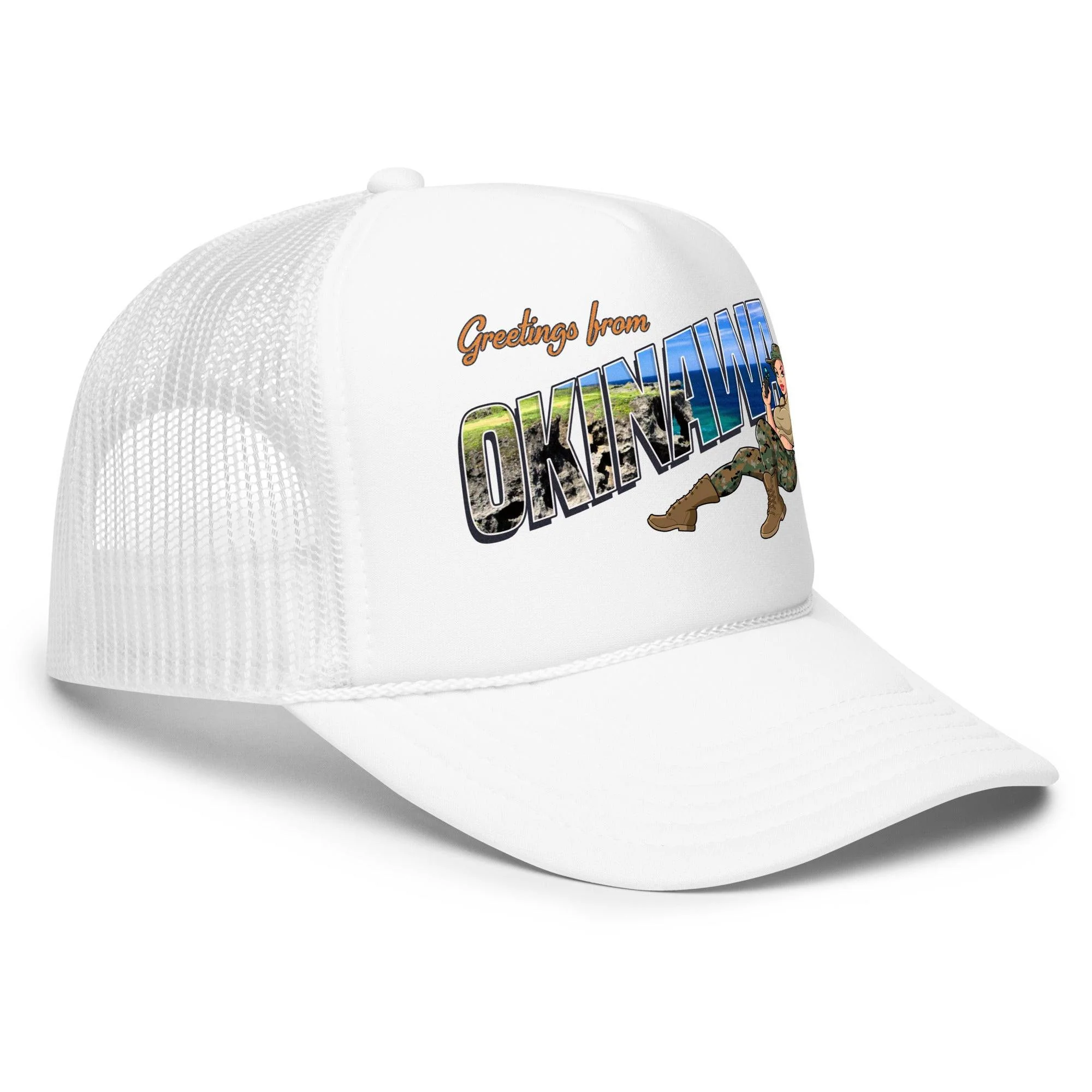 Greetings From Okinawa Foam Trucker Hat - Image 18