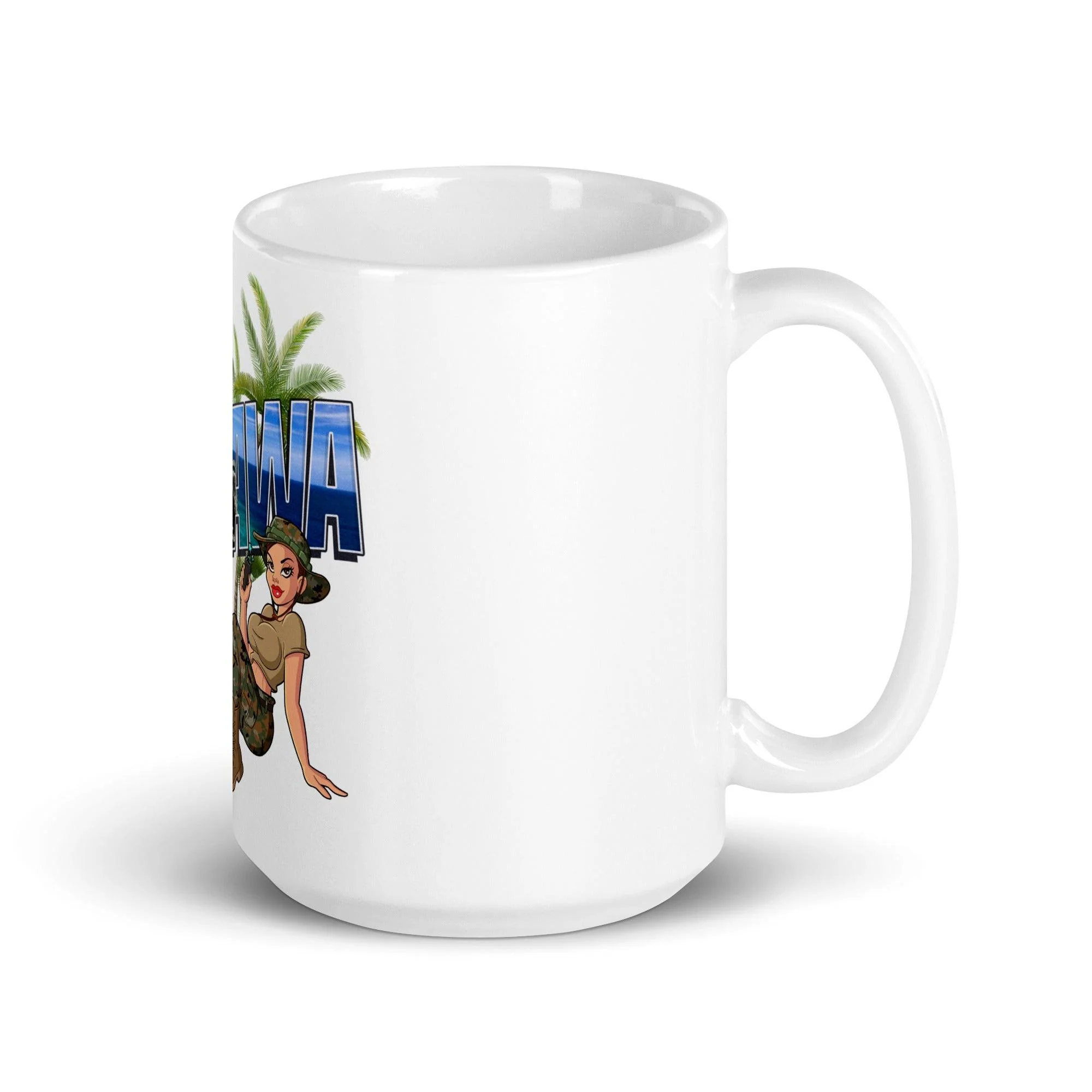 Greetings From Okinawa Pin-Up Girl Yesi Coffee Mug - Image 5