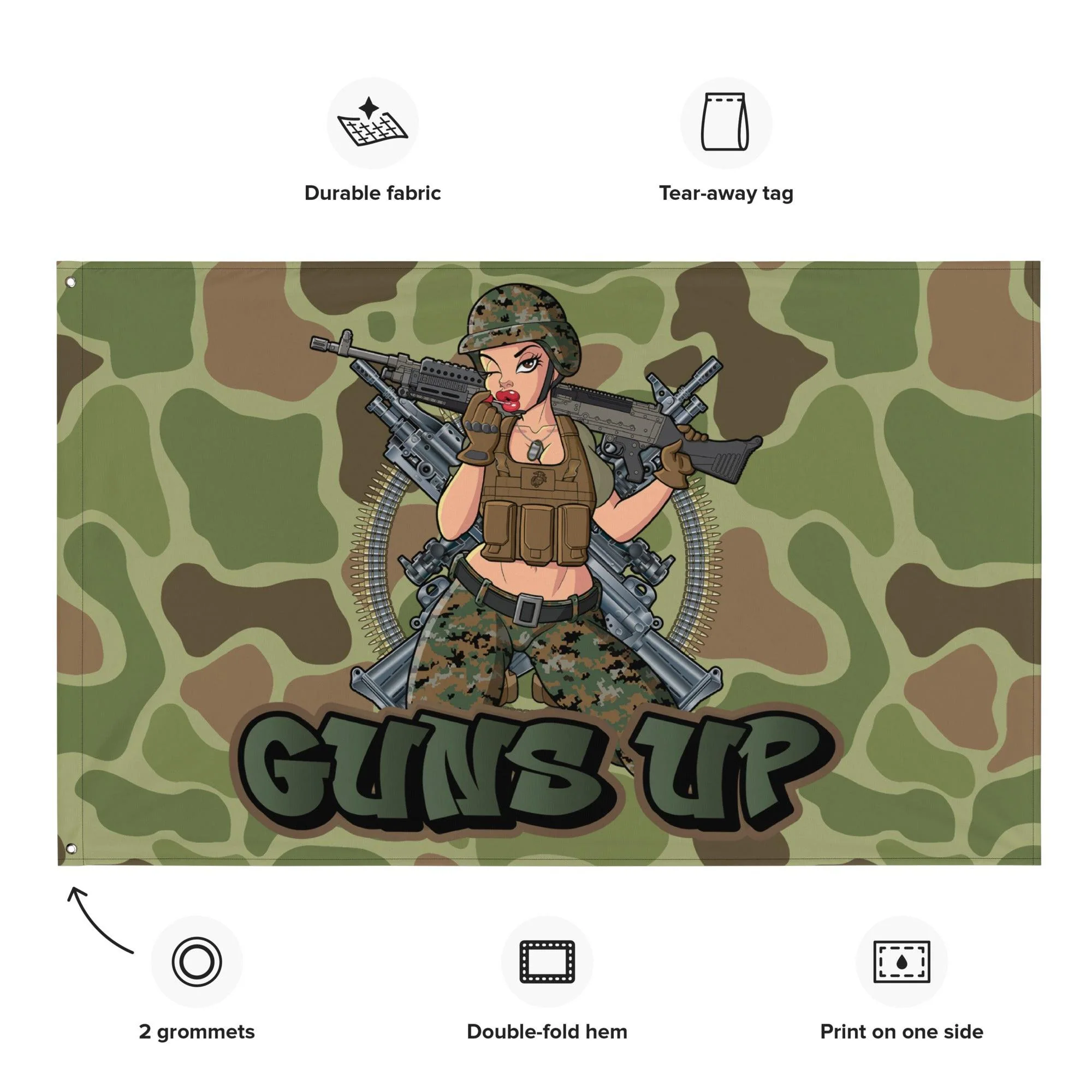 Yesi Pin-Up Girl x Guns Up! USMC 0331 Machine Gunner Flag - Image 2