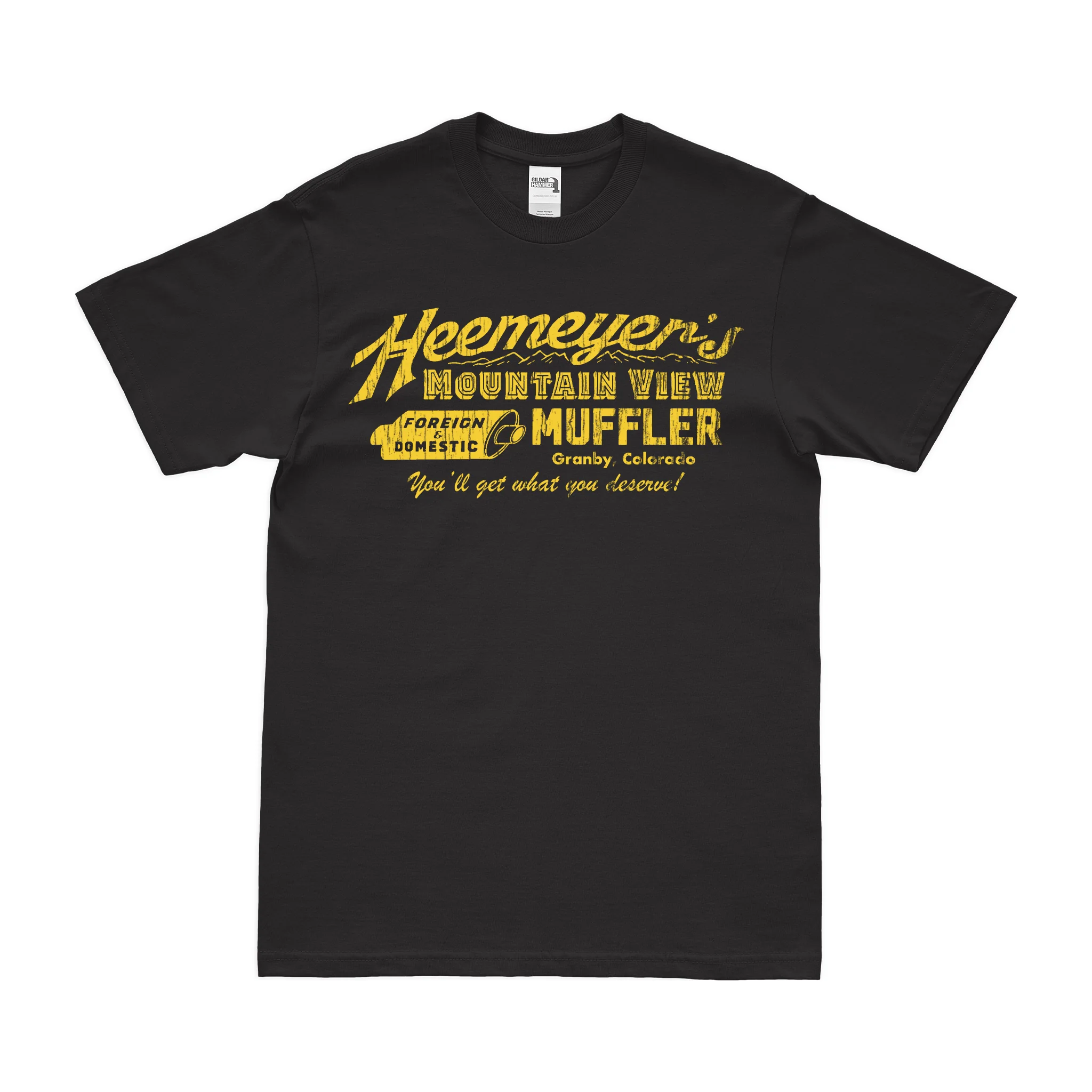 Vintage Heeymeyer's Mountain View Muffler Shop Granby Colorado Killdozer T-Shirt - Image 3