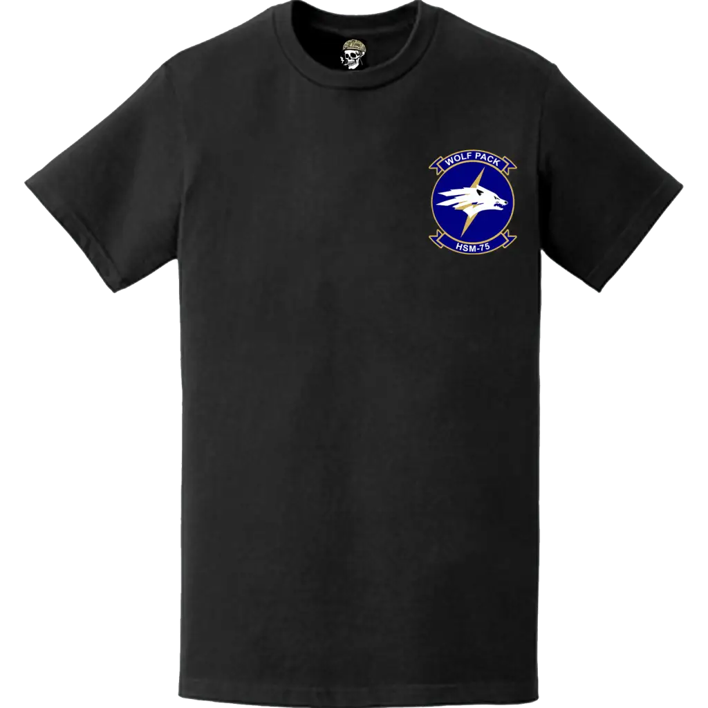HSM-75 "Wolfpack" Left Chest Logo Emblem Crest T-Shirt