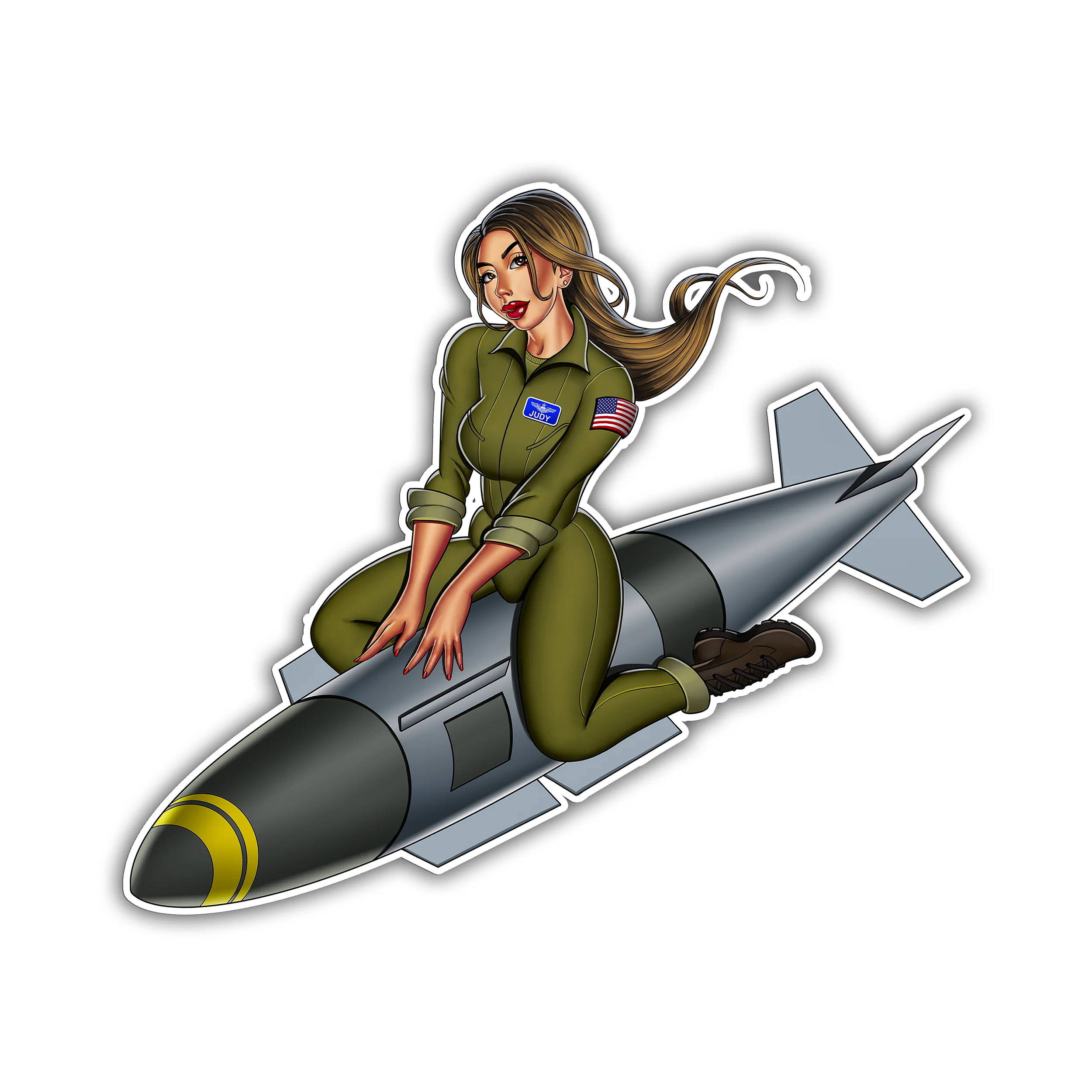 Judy Pin-Up Girl USAF Vinyl Sticker – 4" x 4"