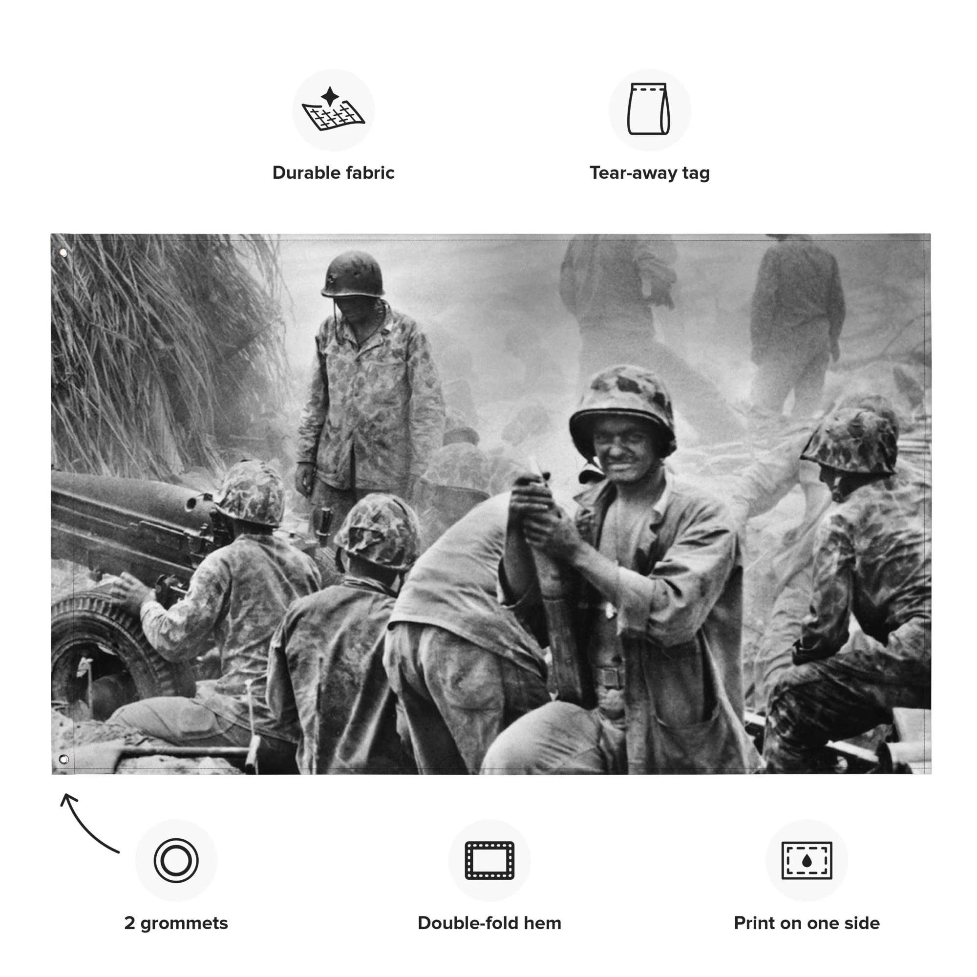 Marine Artillery during the Battle of Tarawa USMC WW2 Flag - Image 2