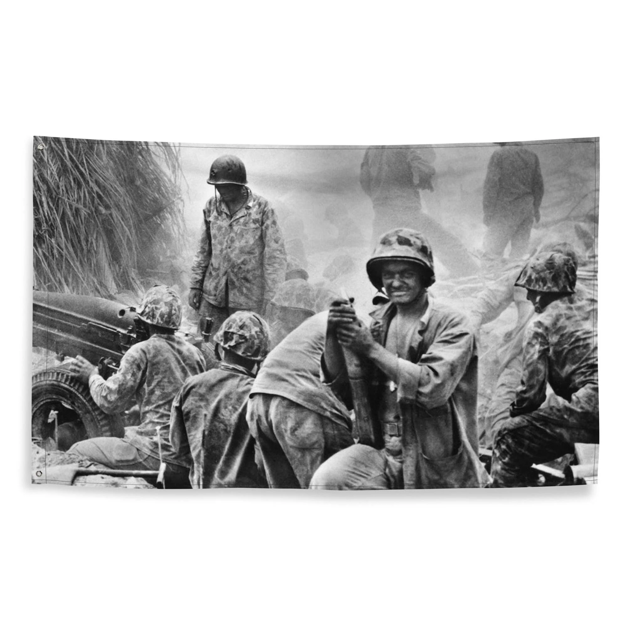 Marine Artillery during the Battle of Tarawa USMC WW2 Flag - Image 4