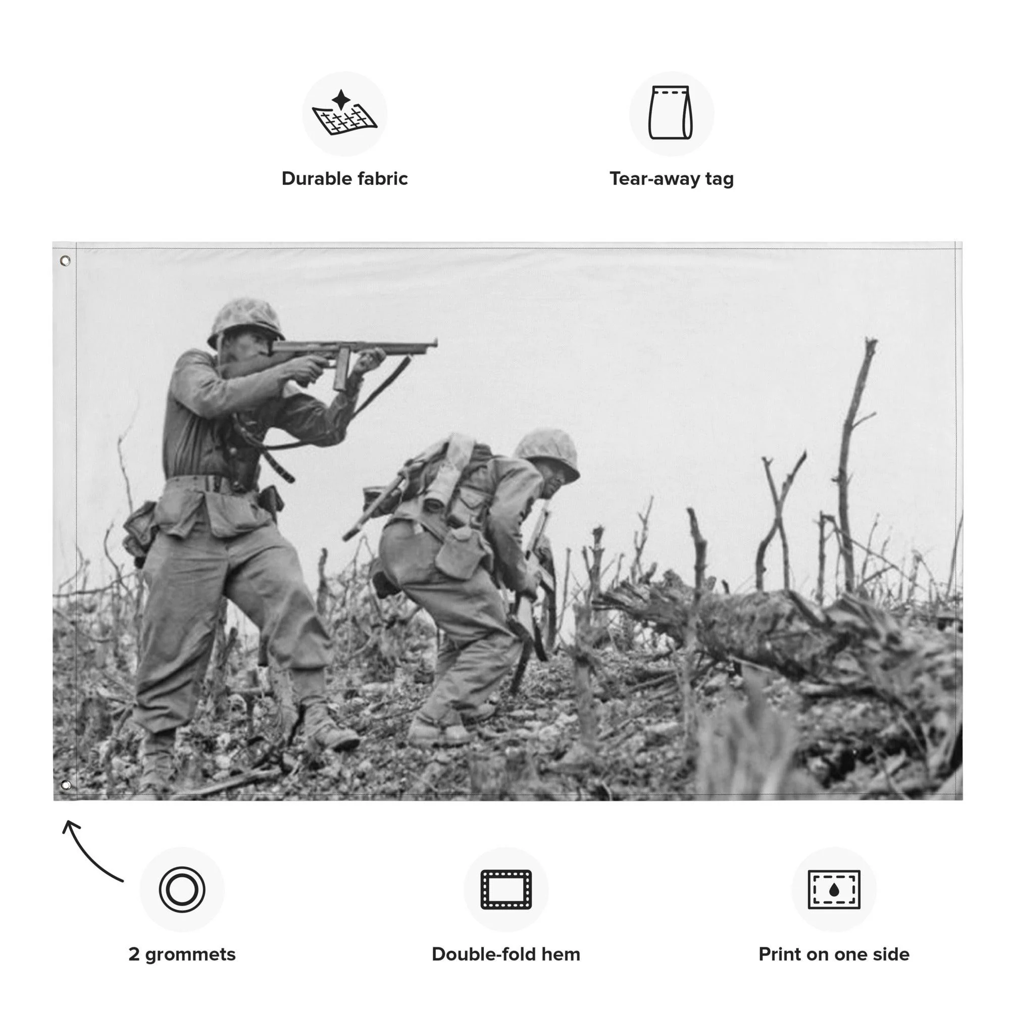 Marines Fightning on Okinawa WW2 USMC Flag - Image 2