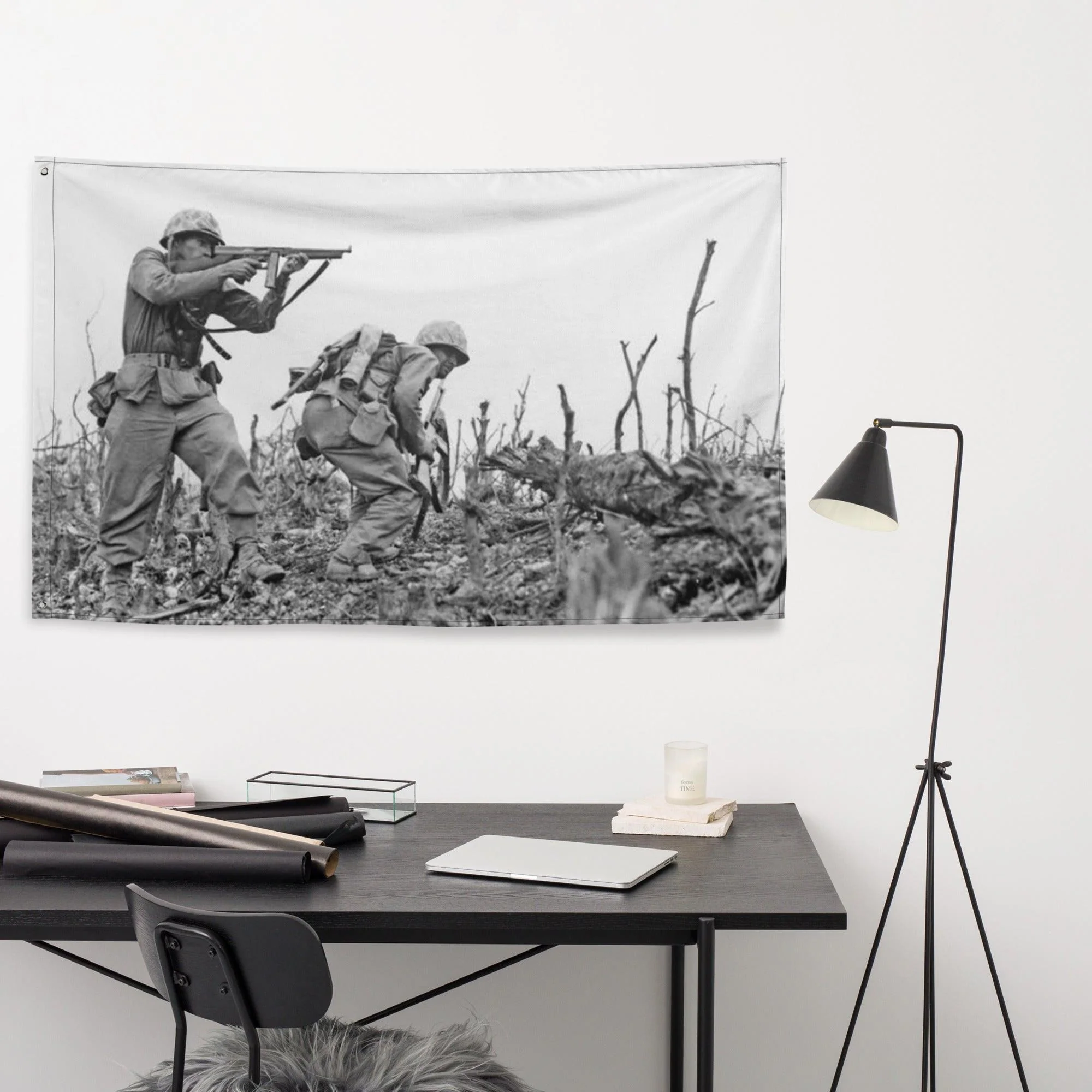 Marines Fightning on Okinawa WW2 USMC Flag - Image 3